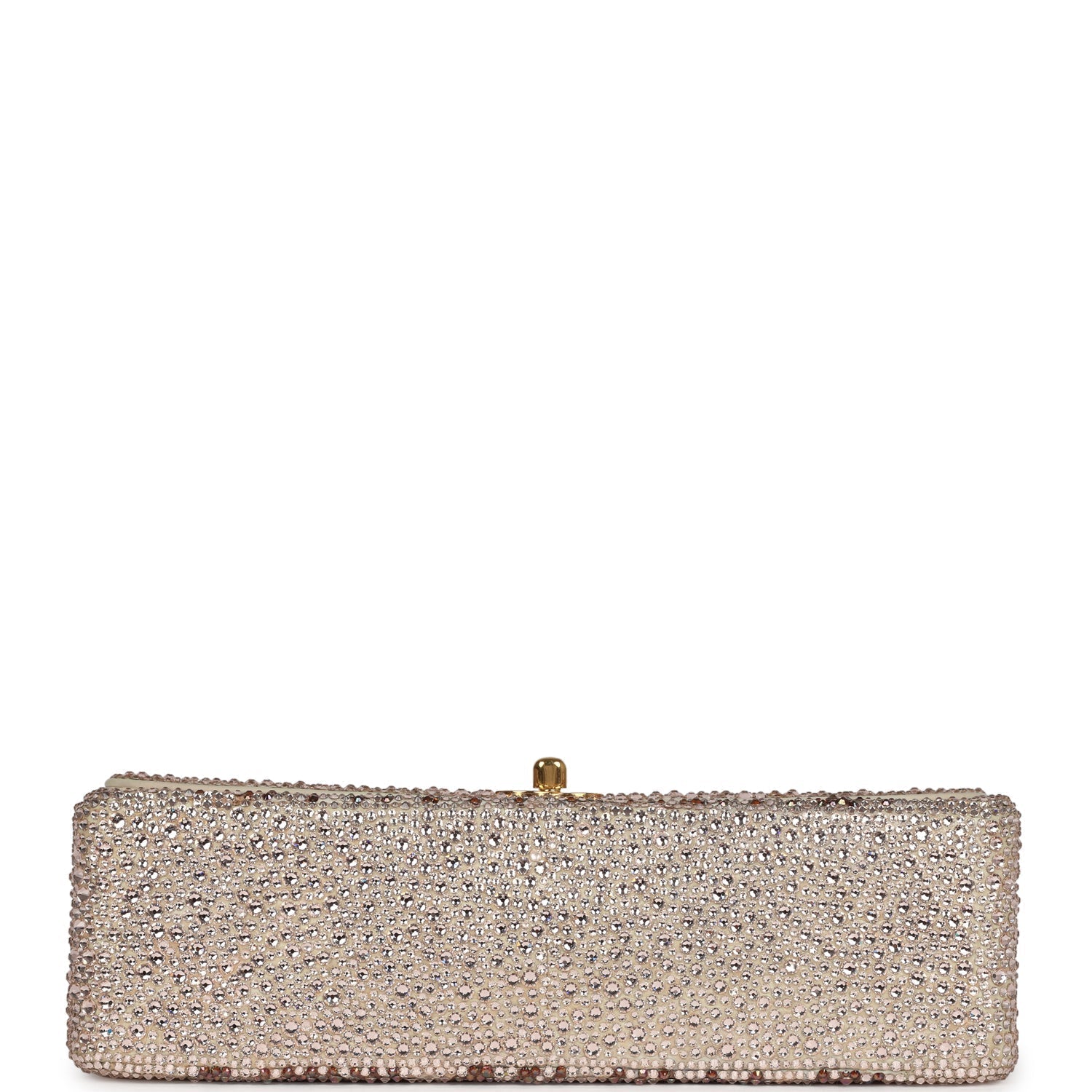 Custom Swarovski Crystal Chanel Vintage Medium Diana Flap Bag Beige Lambskin Gold Hardware