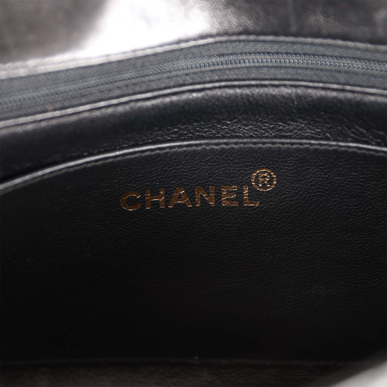 Chanel Vintage Small Diana Flap Bag Black Lambskin Gold Hardware