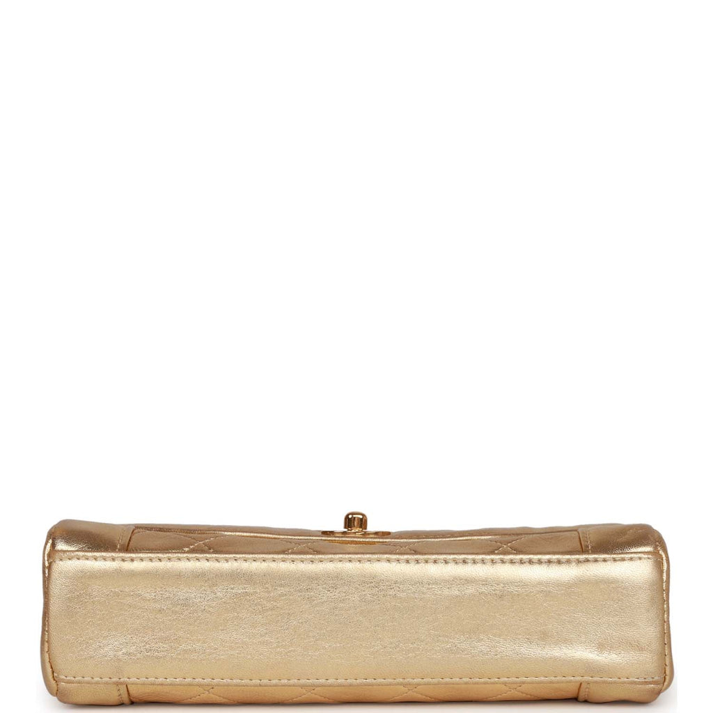 Chanel Vintage Flap Bag Gold Metallic Lambskin Gold Hardware