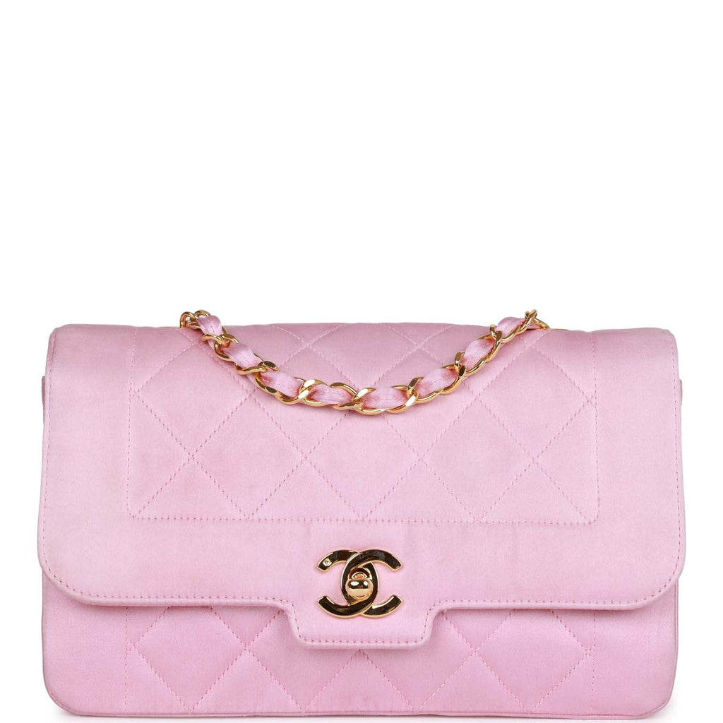 Chanel Vintage Small Flap Bag Pink Satin Gold Hardware