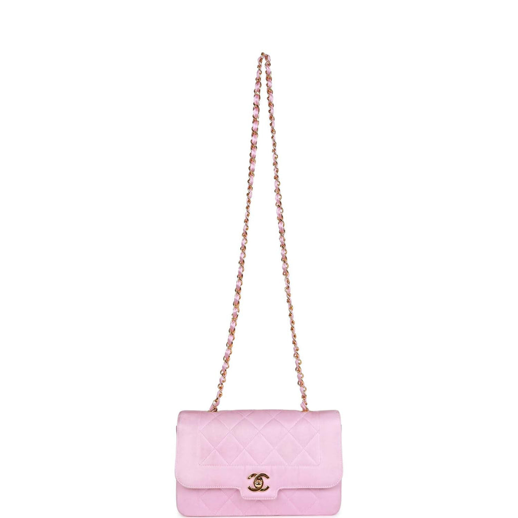 Chanel Vintage Small Flap Bag Pink Satin Gold Hardware