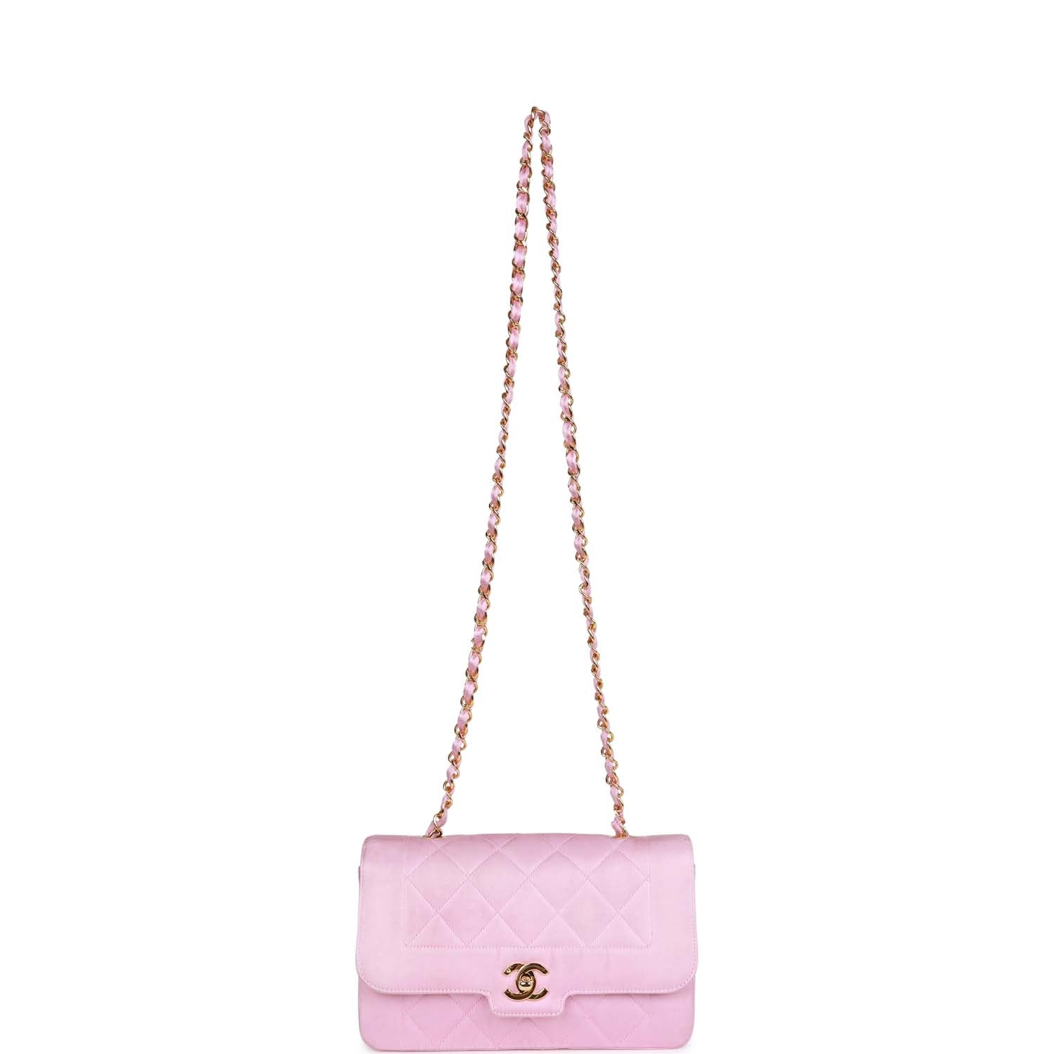 Chanel Vintage Small Flap Bag Pink Satin Gold Hardware