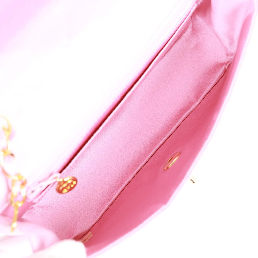Chanel Vintage Small Flap Bag Pink Satin Gold Hardware