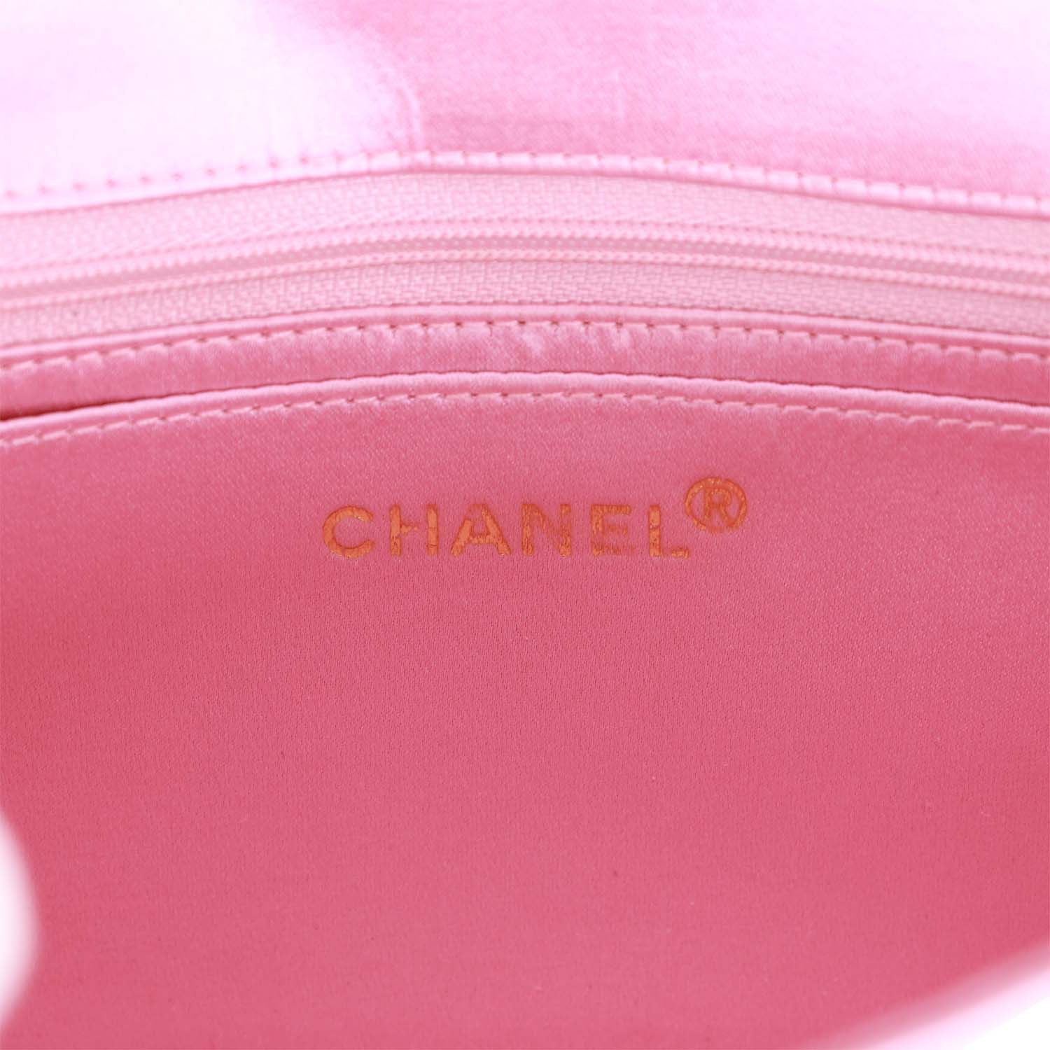 Chanel Vintage Small Flap Bag Pink Satin Gold Hardware