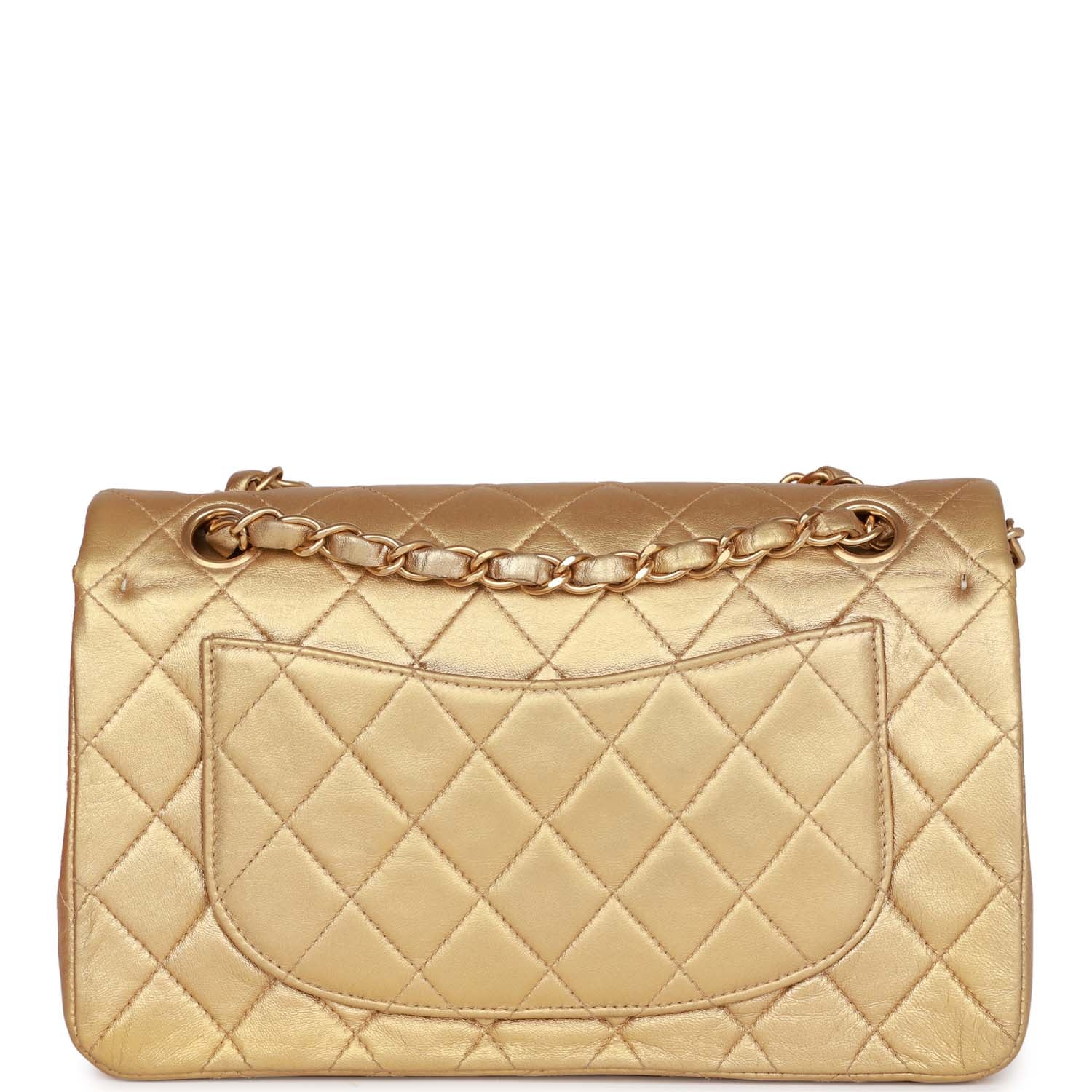 Chanel Vintage Small Classic Double Flap Bag Gold Metallic Lambskin Gold Hardware