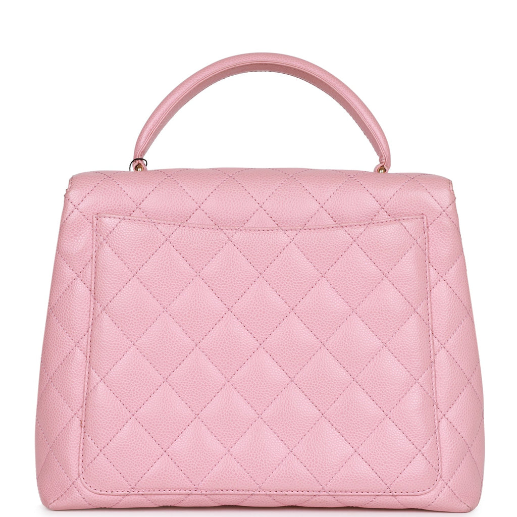 Chanel Vintage Kelly Handle Flap Bag Pink Caviar Gold Hardware