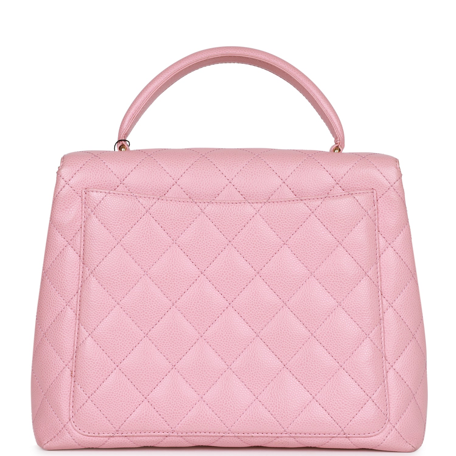 Chanel Vintage Kelly Handle Flap Bag Pink Caviar Gold Hardware