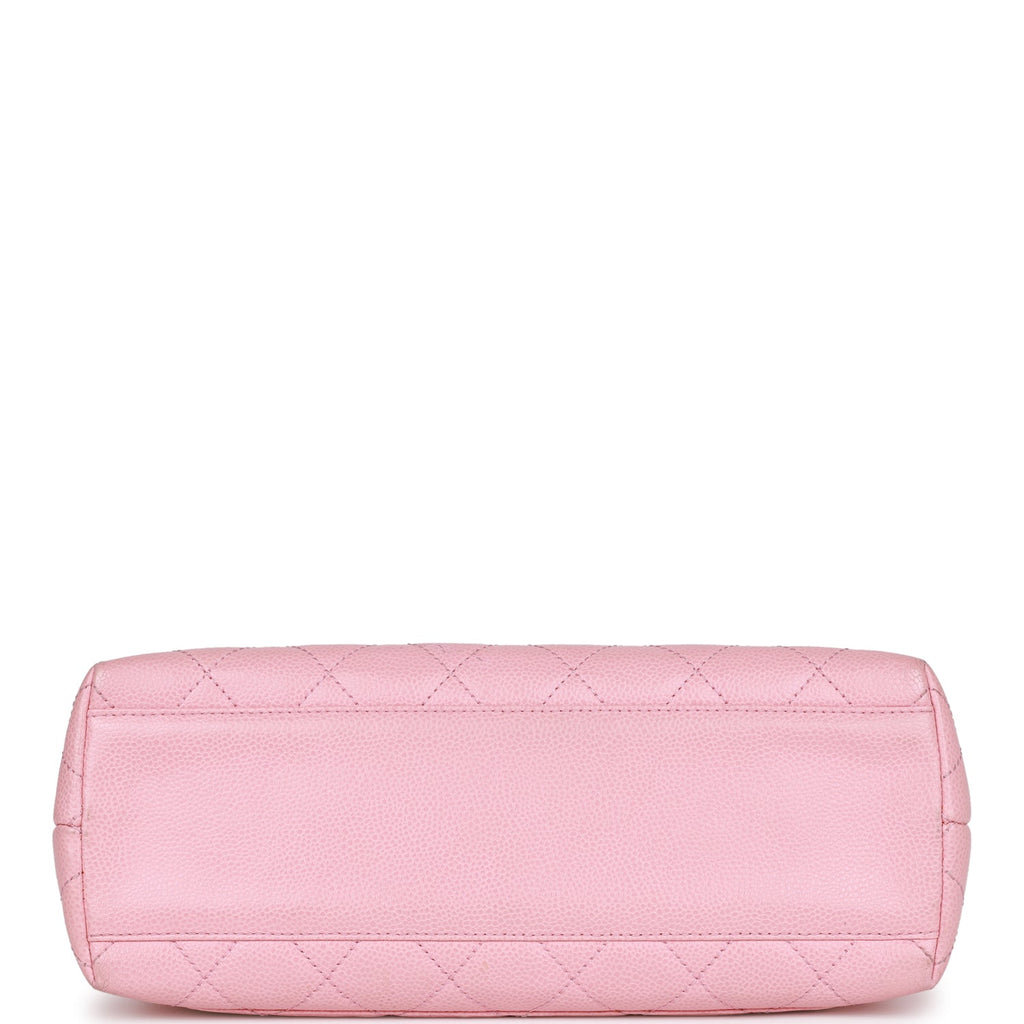 Chanel Vintage Kelly Handle Flap Bag Pink Caviar Gold Hardware