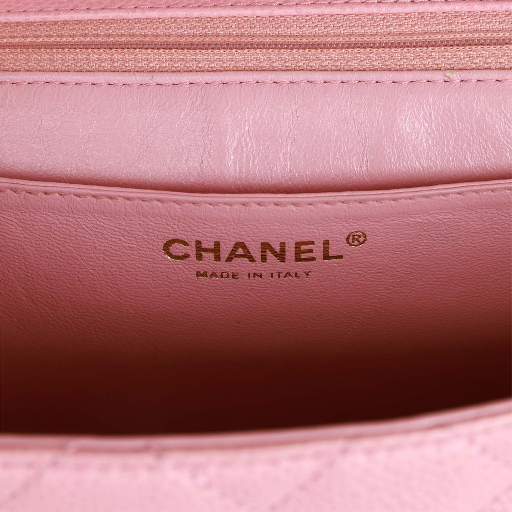 Chanel Vintage Kelly Handle Flap Bag Pink Caviar Gold Hardware