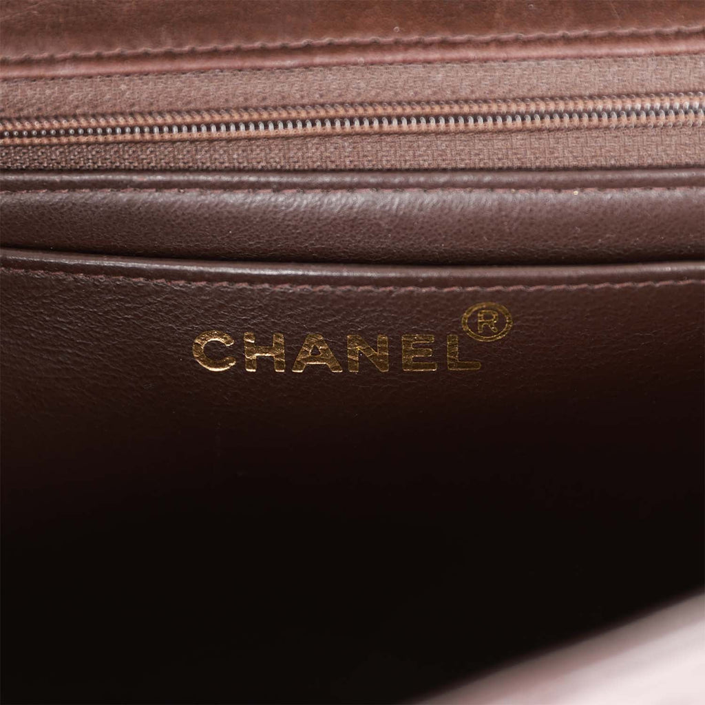 Chanel Vintage Kelly Parent and Child Flap Bag Set Brown Lambskin Gold Hardware