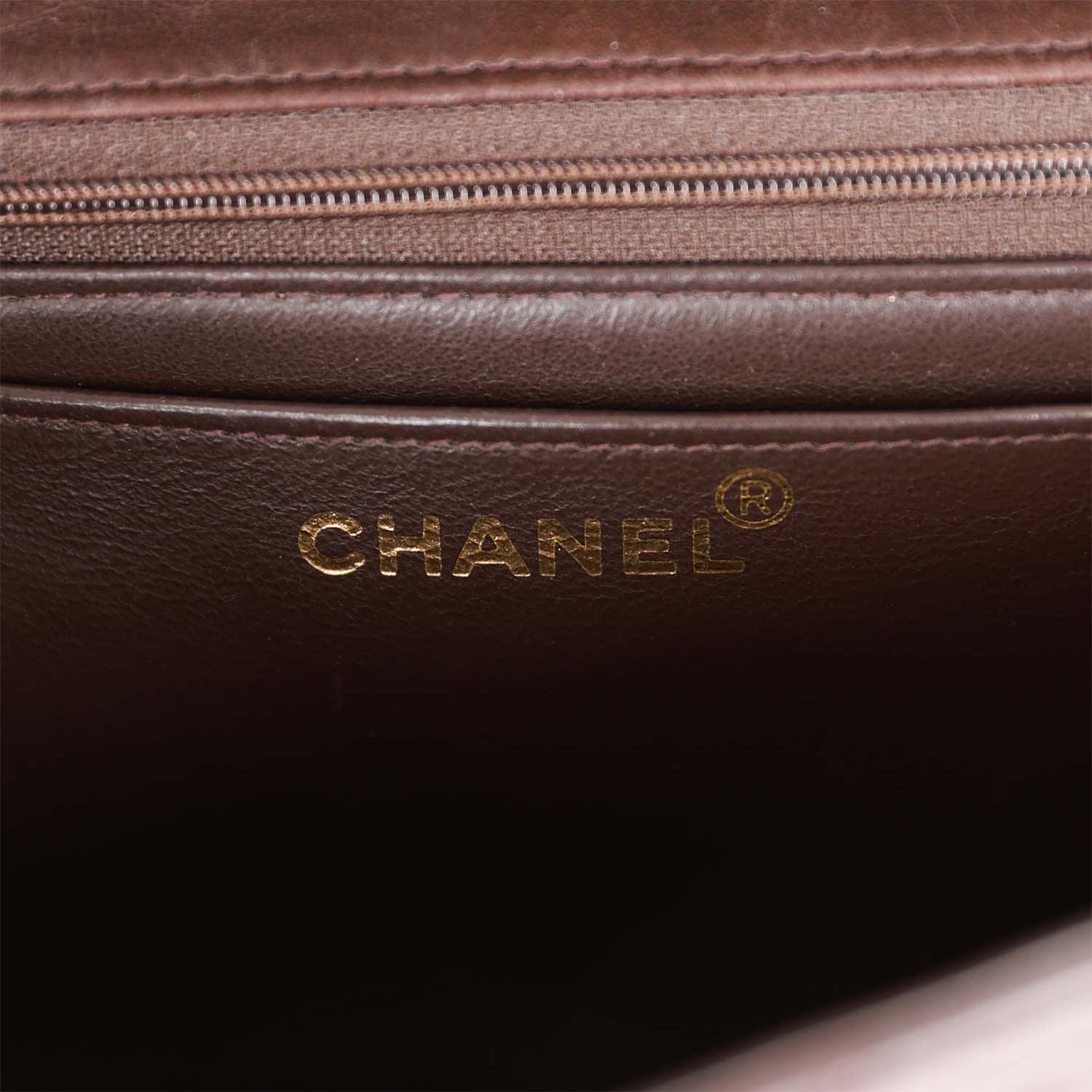 Chanel Vintage Kelly Parent and Child Flap Bag Set Brown Lambskin Gold Hardware