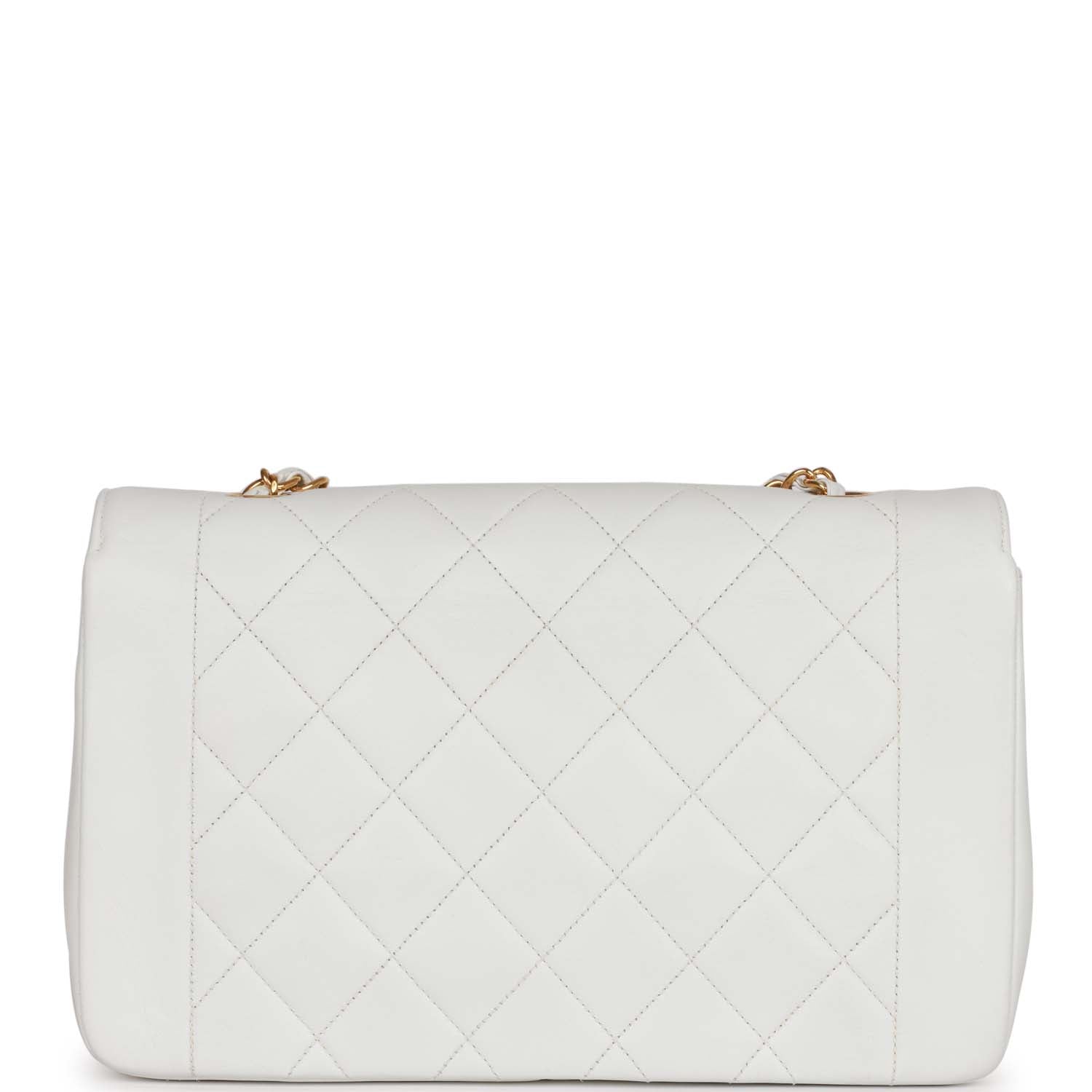 Chanel Vintage Medium Diana Flap Bag White Lambskin Gold Hardware