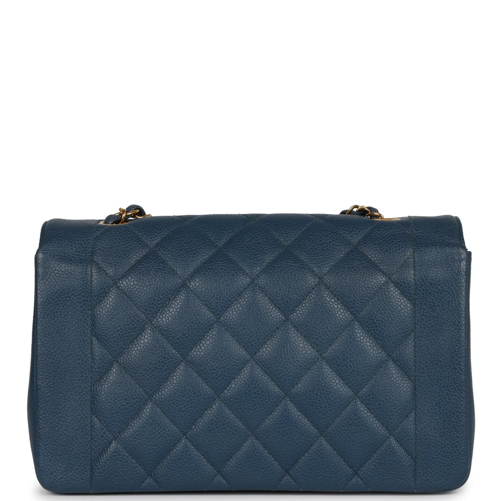 Chanel Vintage Medium Diana Flap Bag Blue Caviar Gold Hardware