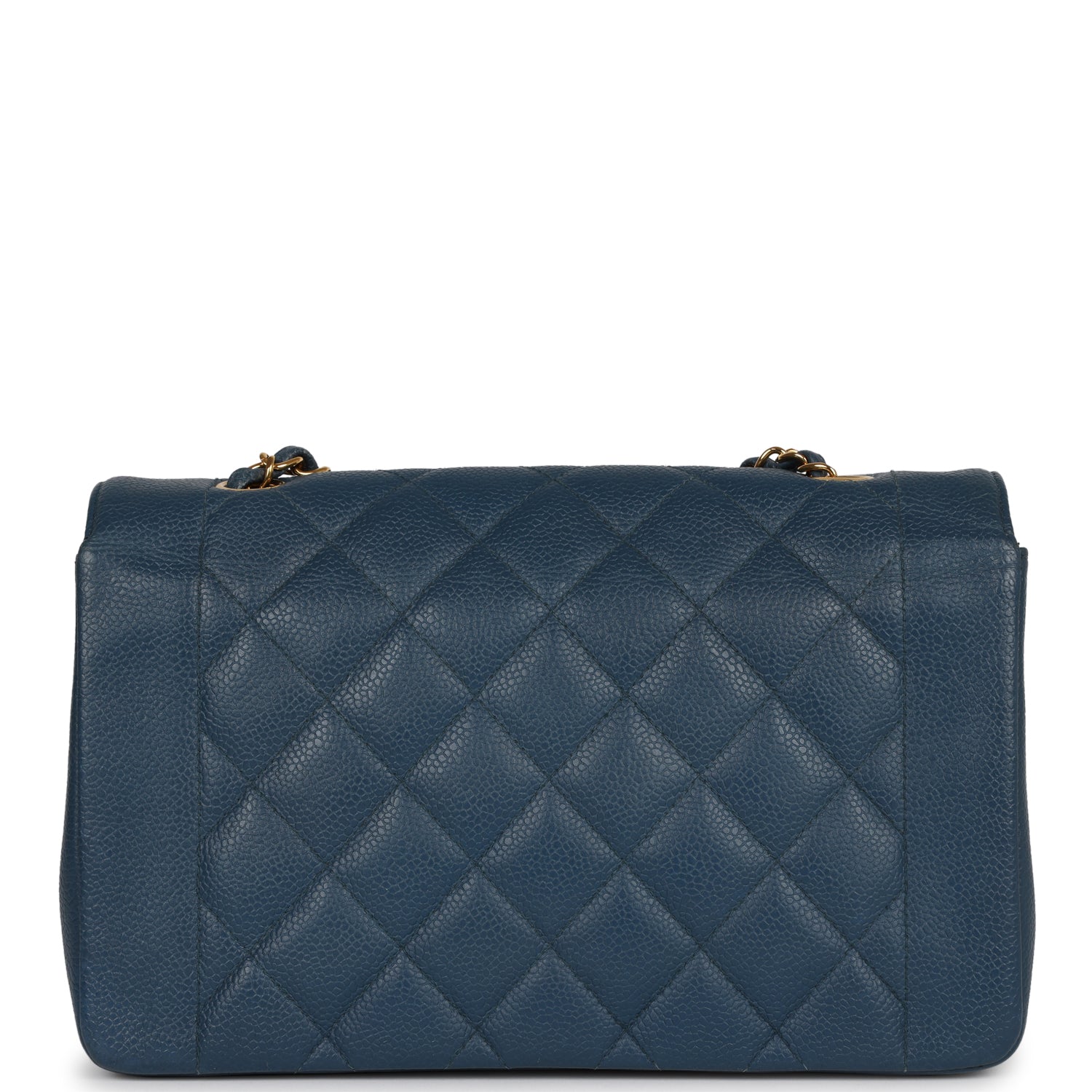 Chanel Vintage Medium Diana Flap Bag Blue Caviar Gold Hardware