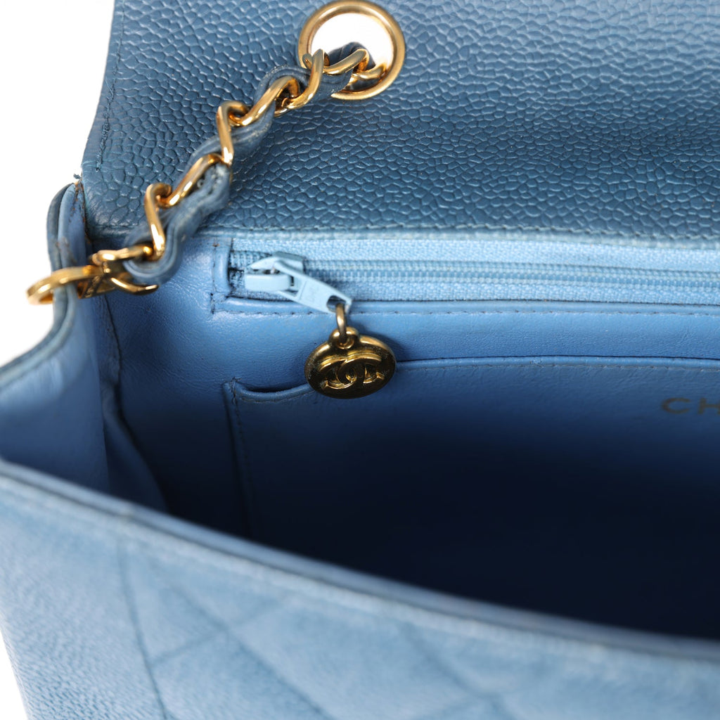 Chanel Vintage Medium Diana Flap Bag Blue Caviar Gold Hardware