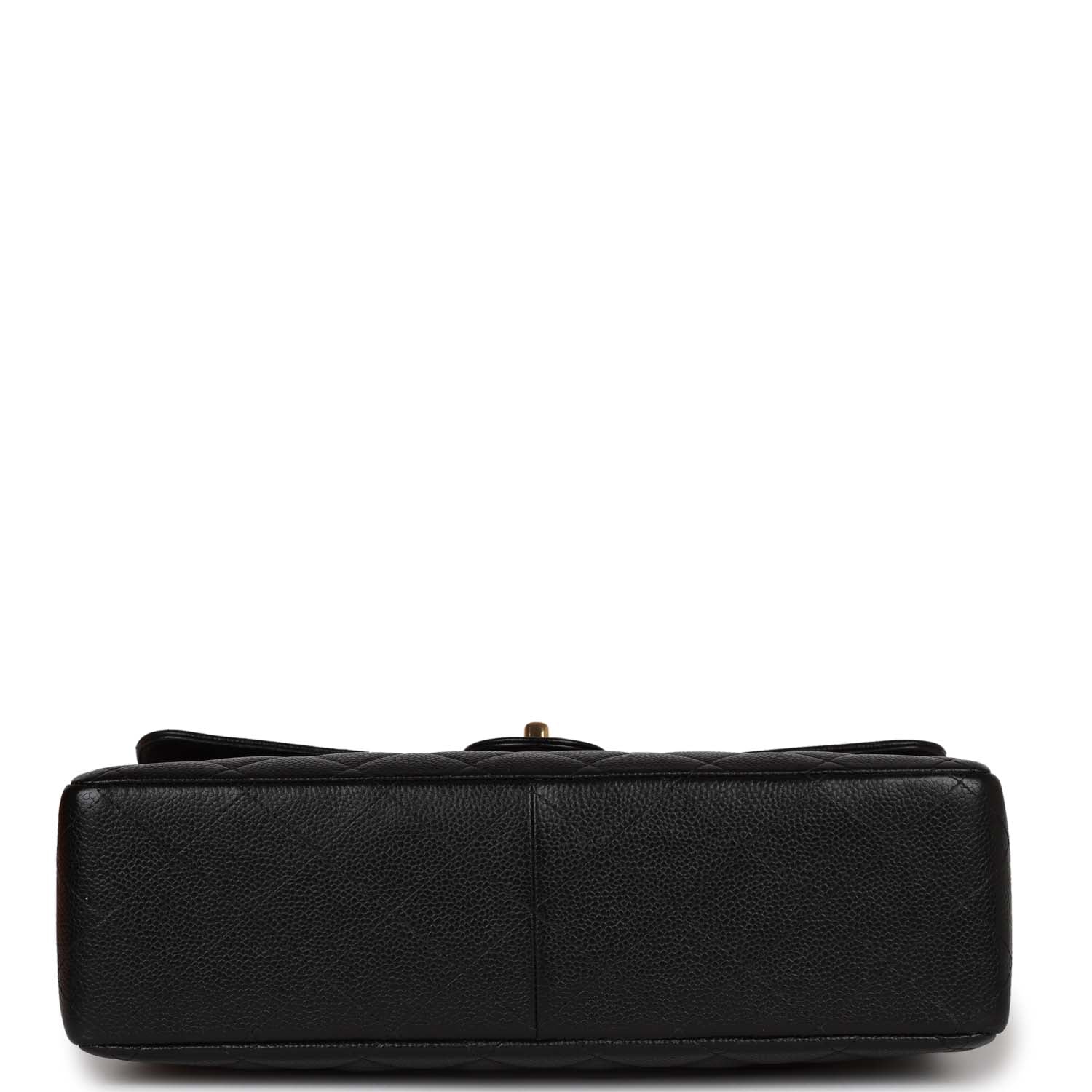 Chanel Vintage Jumbo Classic Single Flap Bag Black Caviar Gold Hardware
