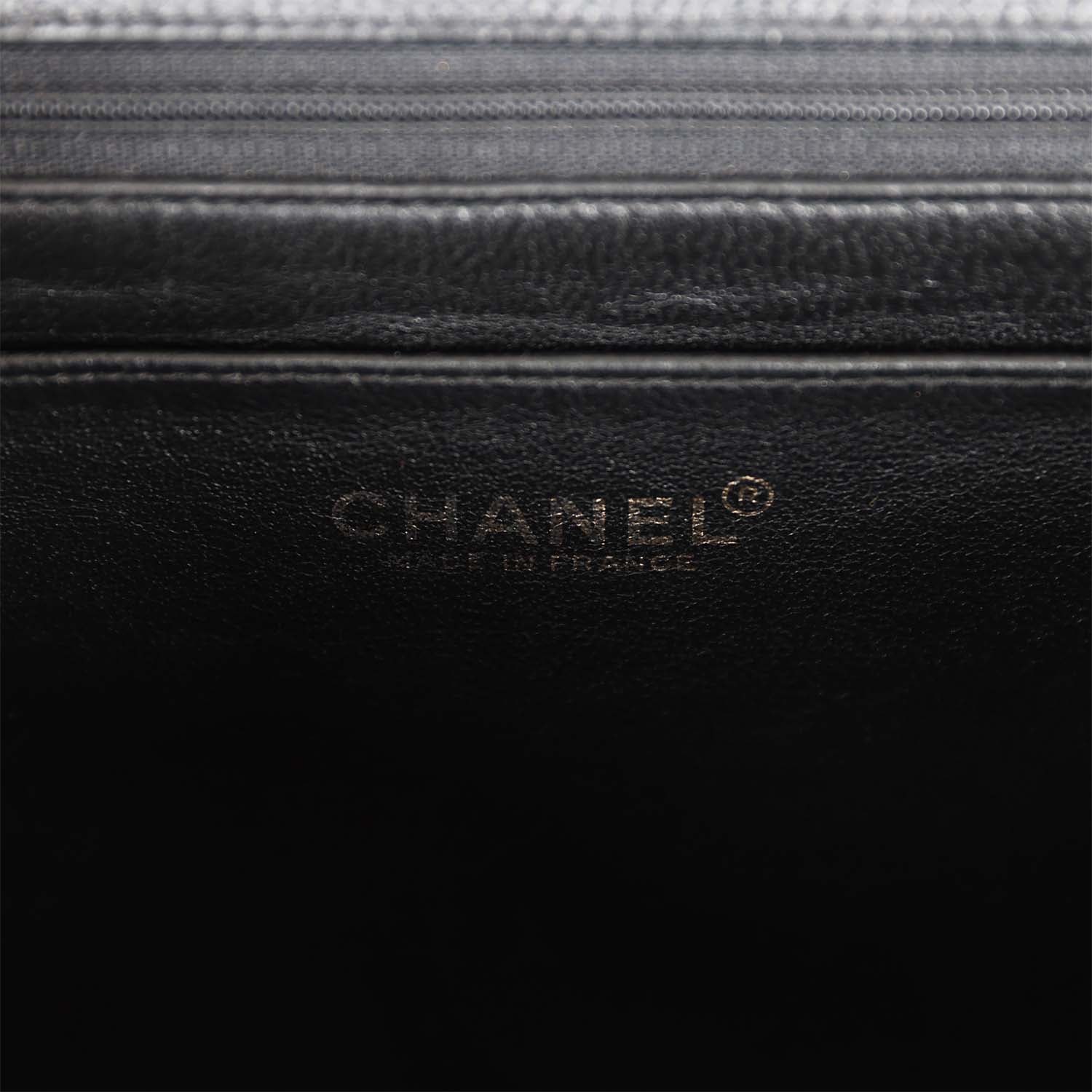 Chanel Vintage Jumbo Classic Single Flap Bag Black Caviar Gold Hardware