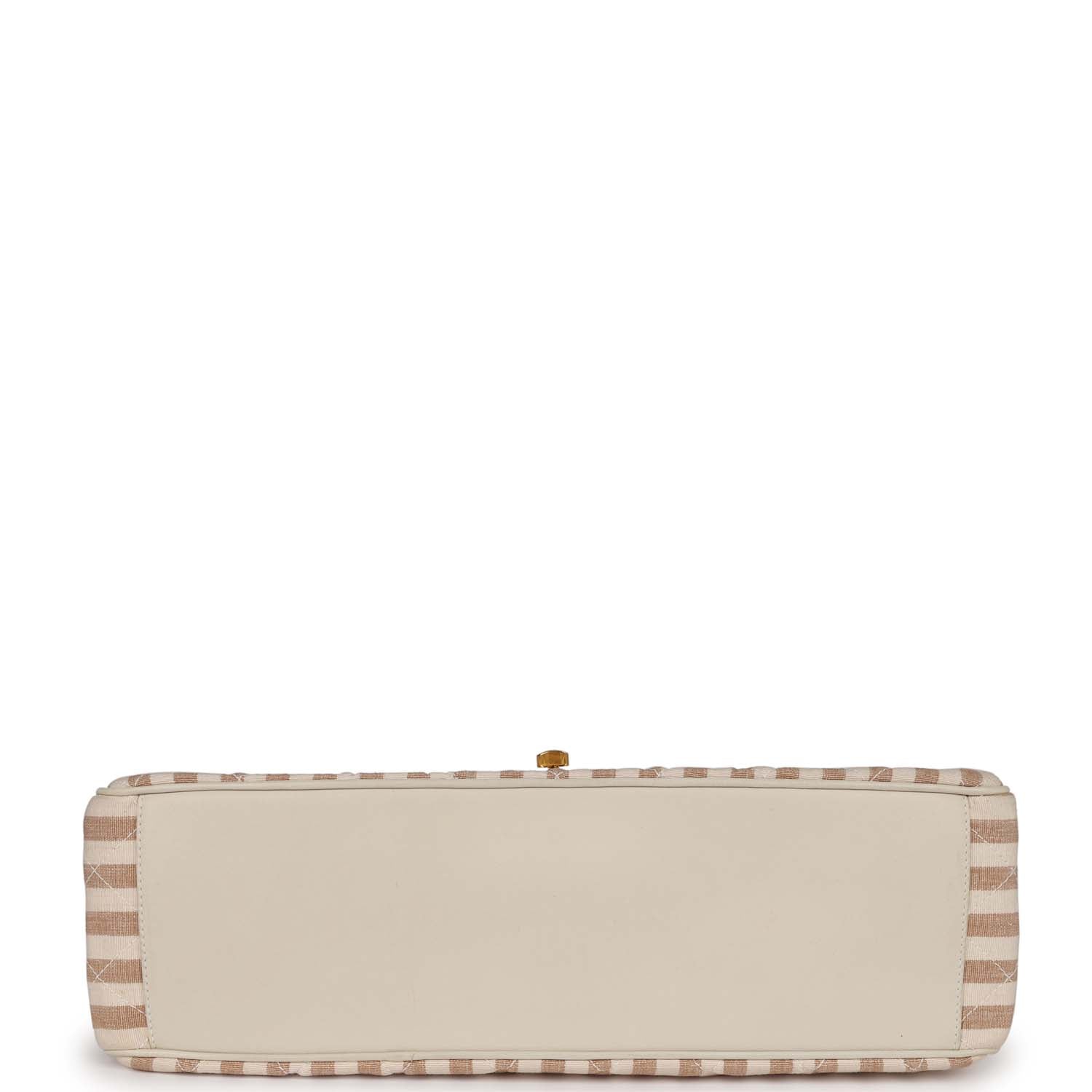Chanel Vintage XXL Travel Flap Bag Striped Linen Gold Hardware