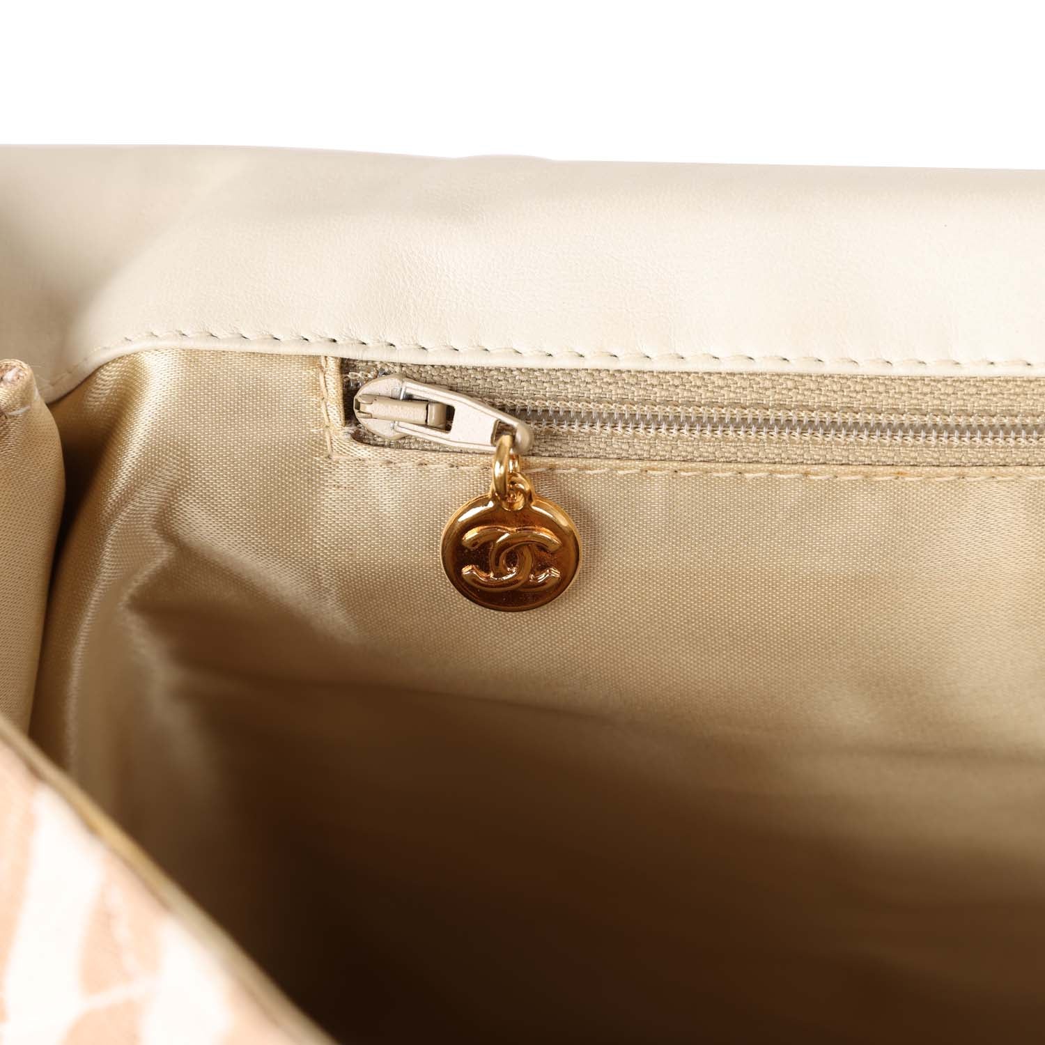 Chanel Vintage XXL Travel Flap Bag Striped Linen Gold Hardware