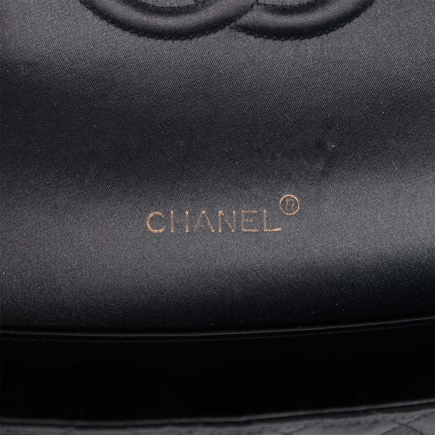 Chanel Vintage Gripoix Pearl Chain Bag Black Satin Gold Hardware