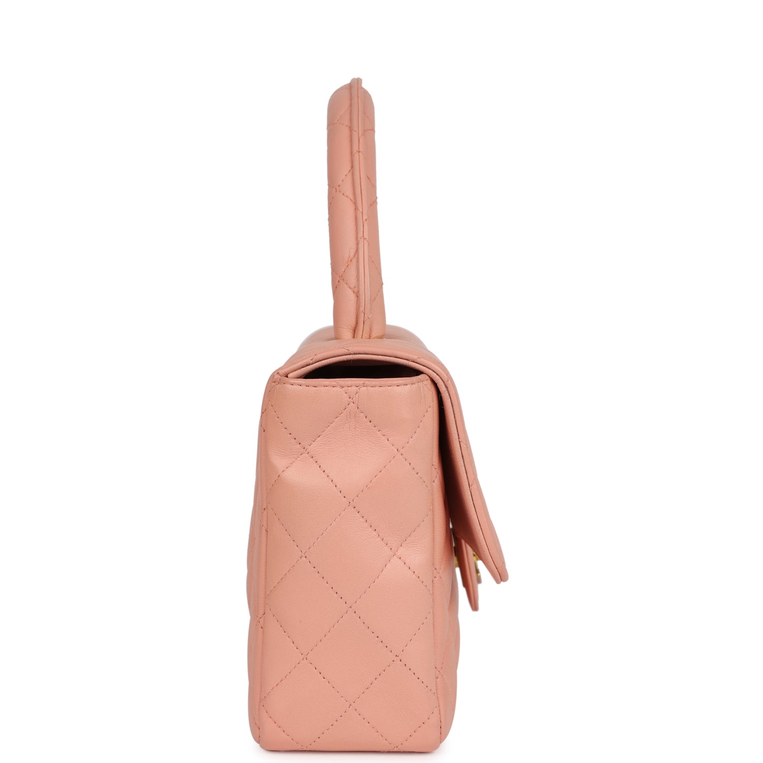 Chanel Vintage Kelly Parent and Child Flap Bag Set Pink Lambskin Gold Hardware