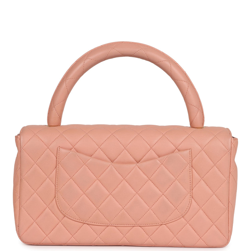Chanel Vintage Kelly Parent and Child Flap Bag Set Pink Lambskin Gold Hardware