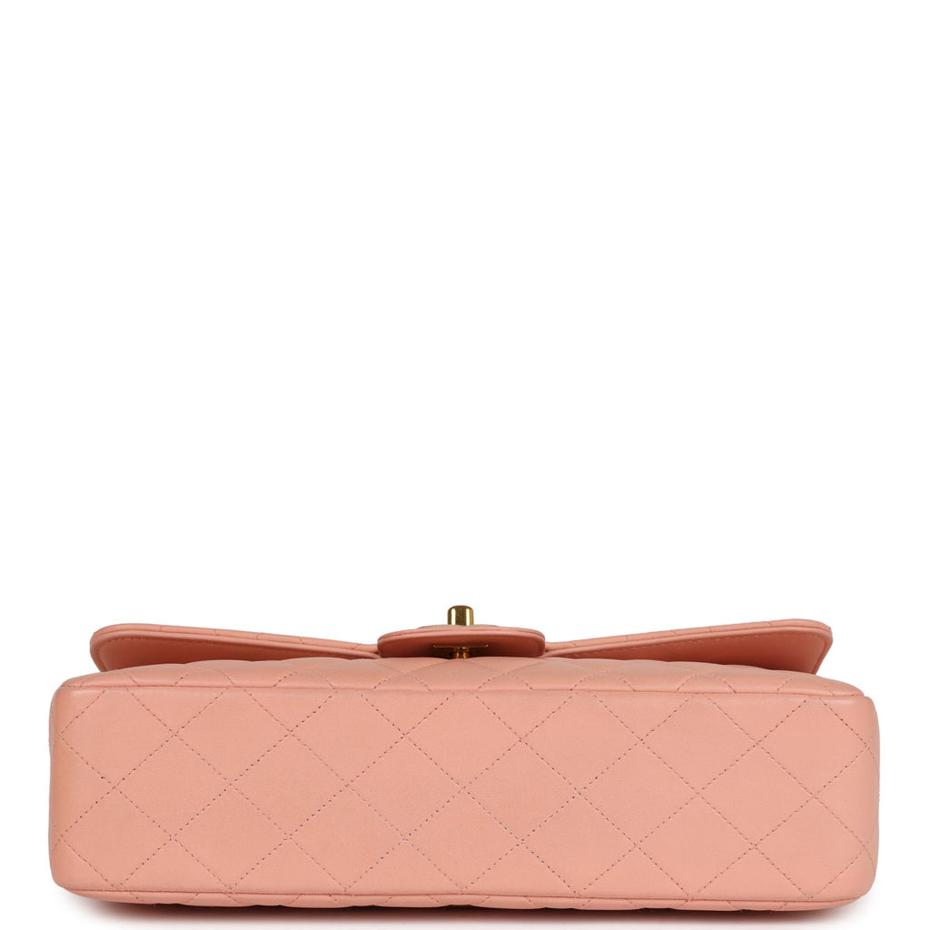 Chanel Vintage Kelly Parent and Child Flap Bag Set Pink Lambskin Gold Hardware
