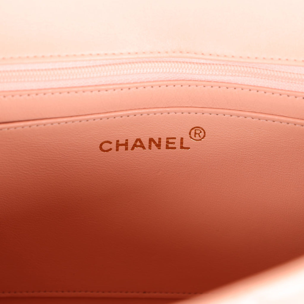 Chanel Vintage Kelly Parent and Child Flap Bag Set Pink Lambskin Gold Hardware