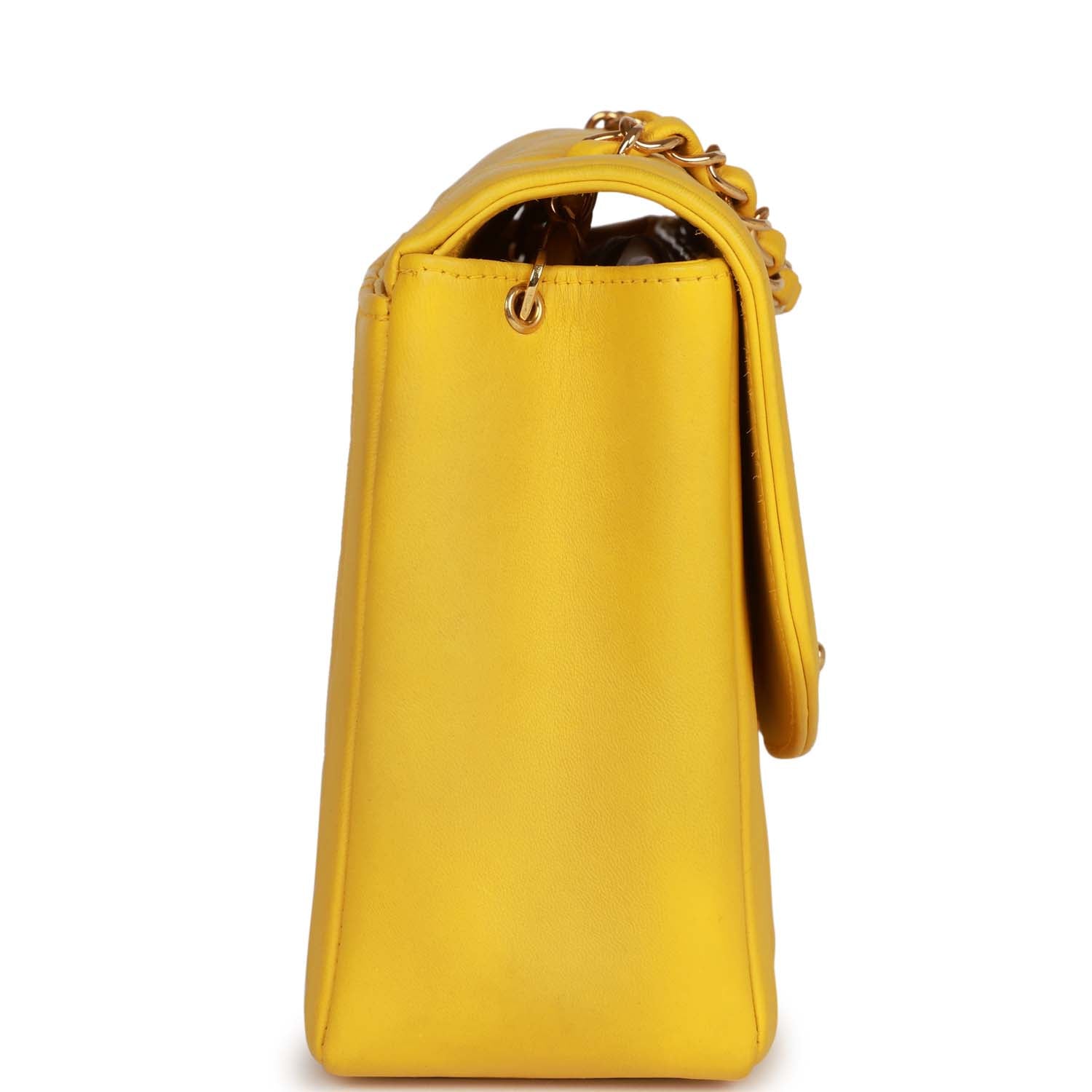 Chanel Vintage Medium Diana Flap Bag Yellow Lambskin Gold Hardware