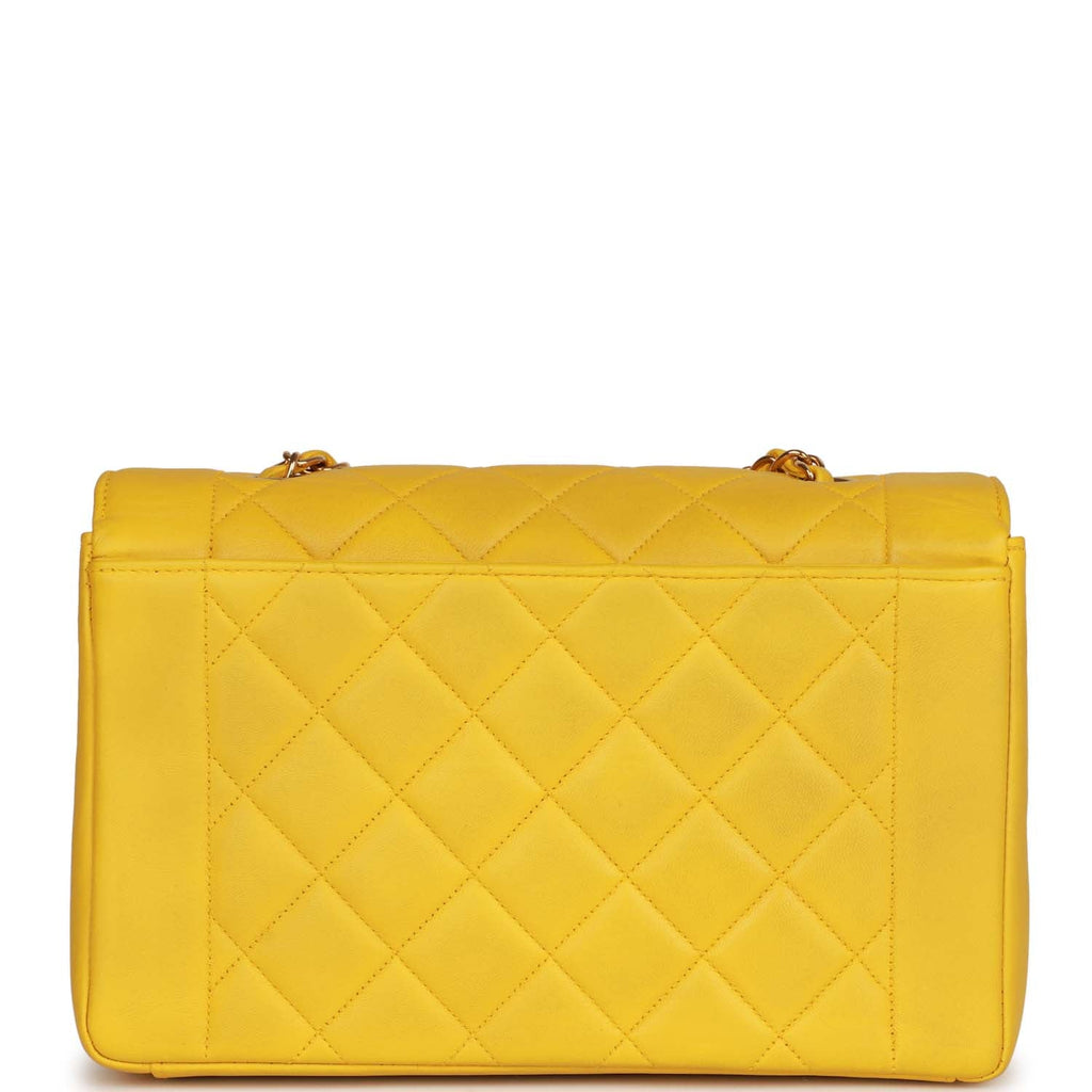 Chanel Vintage Medium Diana Flap Bag Yellow Lambskin Gold Hardware