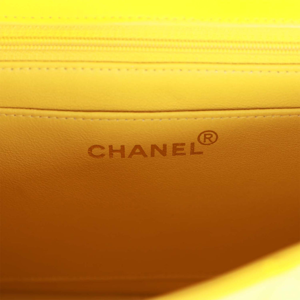 Chanel Vintage Medium Diana Flap Bag Yellow Lambskin Gold Hardware