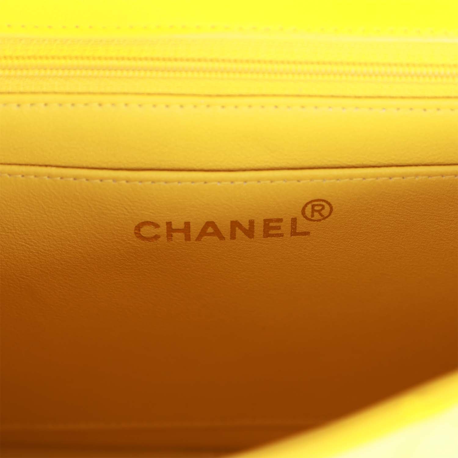 Chanel Vintage Medium Diana Flap Bag Yellow Lambskin Gold Hardware