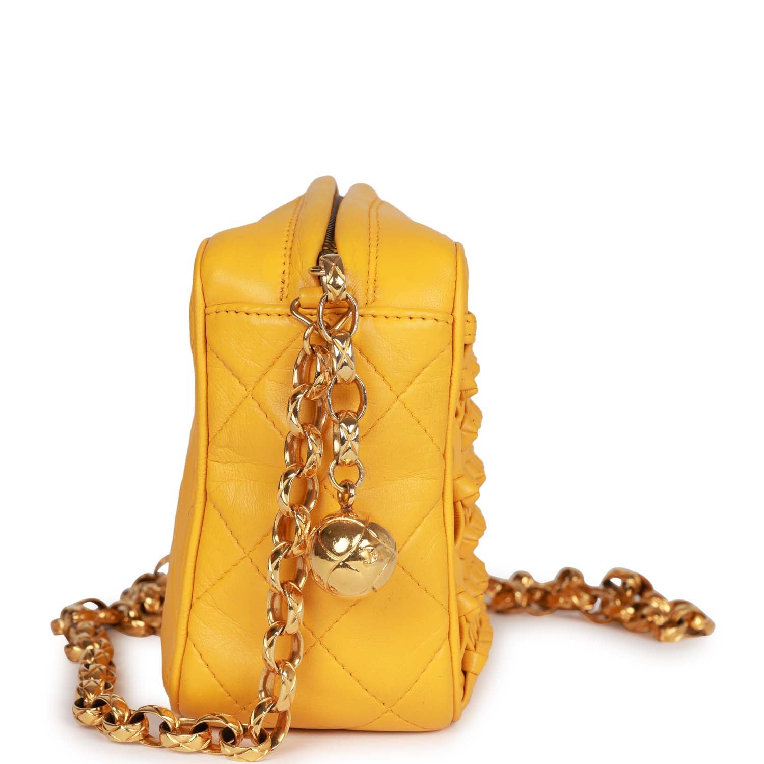Chanel Vintage Knotted Camera Bag Yellow Lambskin Gold Hardware
