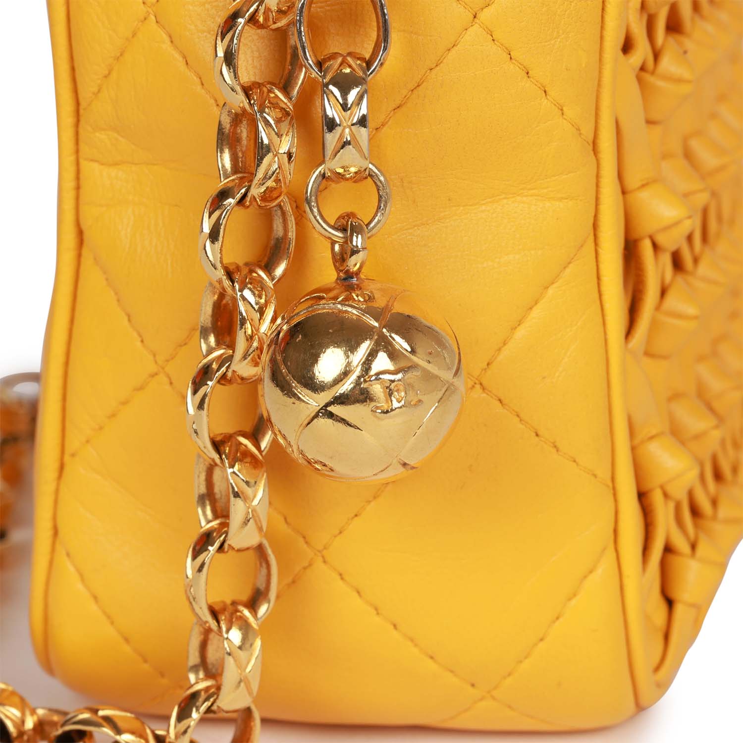 Chanel Vintage Knotted Camera Bag Yellow Lambskin Gold Hardware