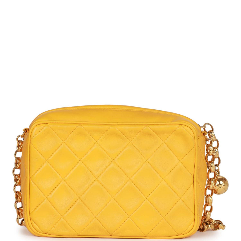 Chanel Vintage Knotted Camera Bag Yellow Lambskin Gold Hardware