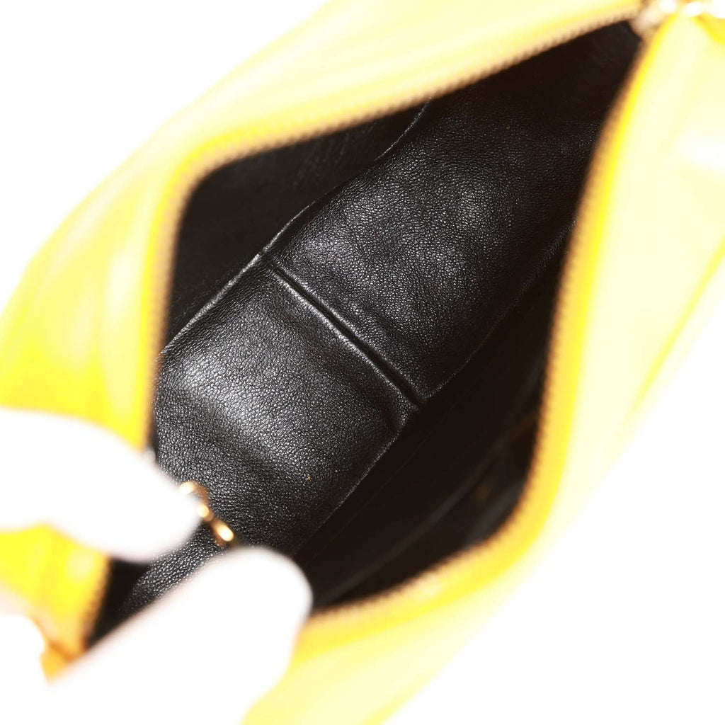 Chanel Vintage Knotted Camera Bag Yellow Lambskin Gold Hardware