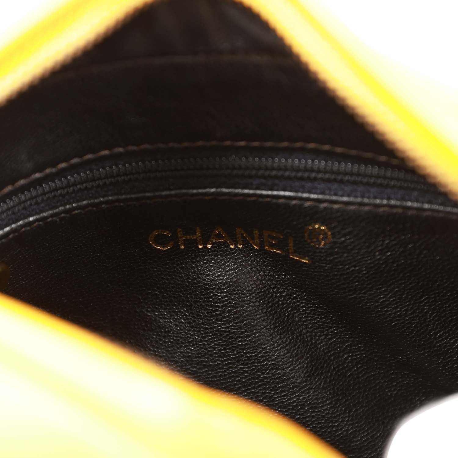 Chanel Vintage Knotted Camera Bag Yellow Lambskin Gold Hardware