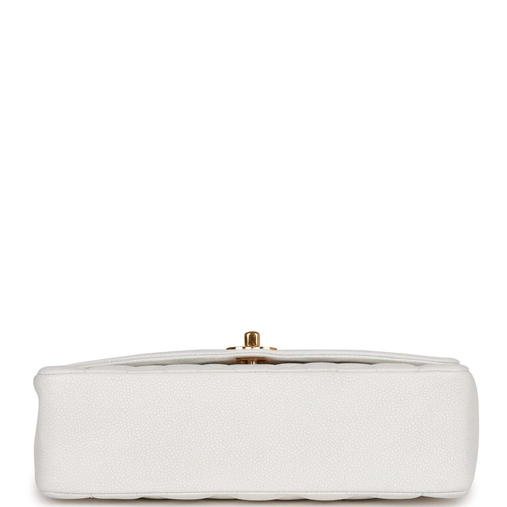 Chanel Vintage Medium Diana Flap Bag White Caviar Gold Hardware