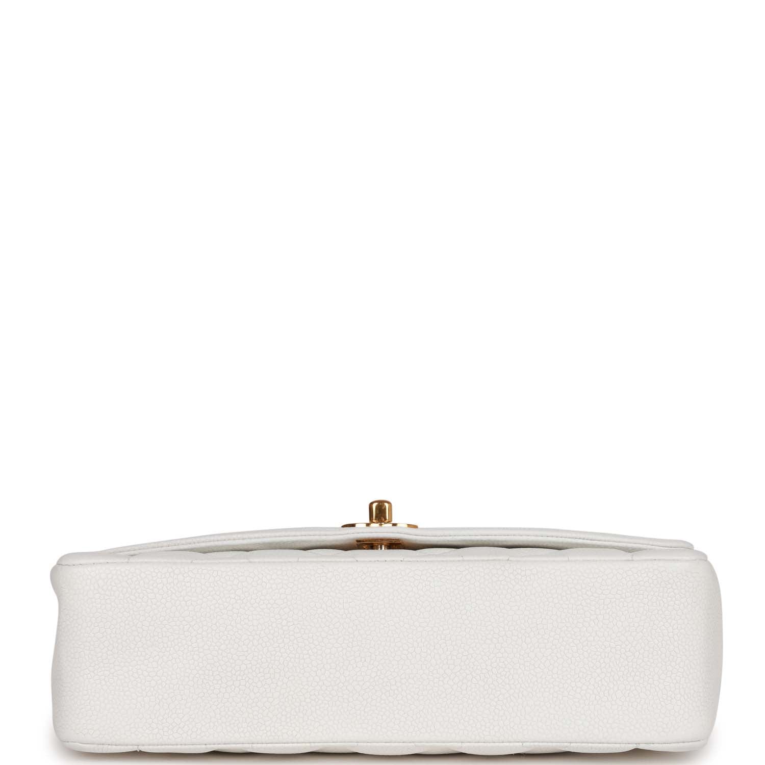 Chanel Vintage Medium Diana Flap Bag White Caviar Gold Hardware