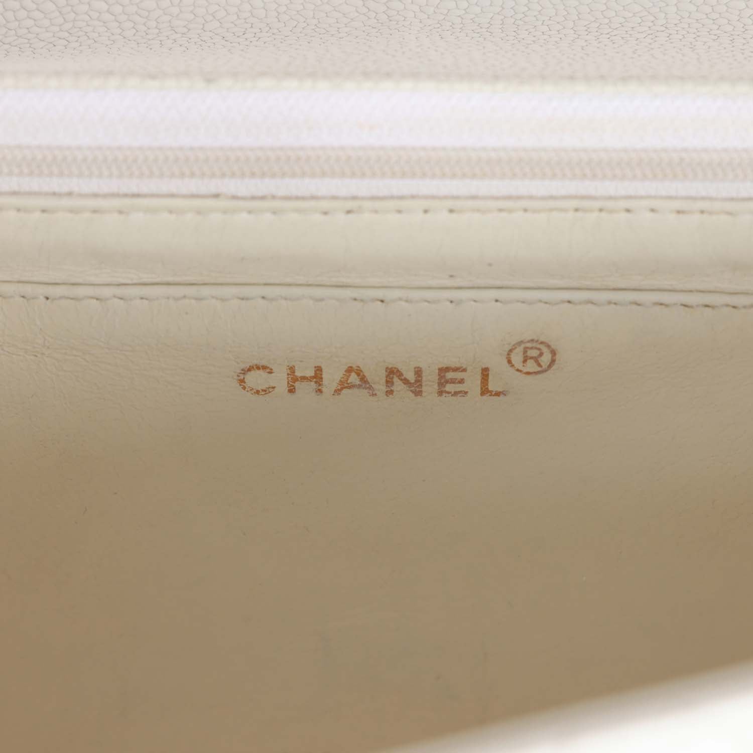 Chanel Vintage Medium Diana Flap Bag White Caviar Gold Hardware