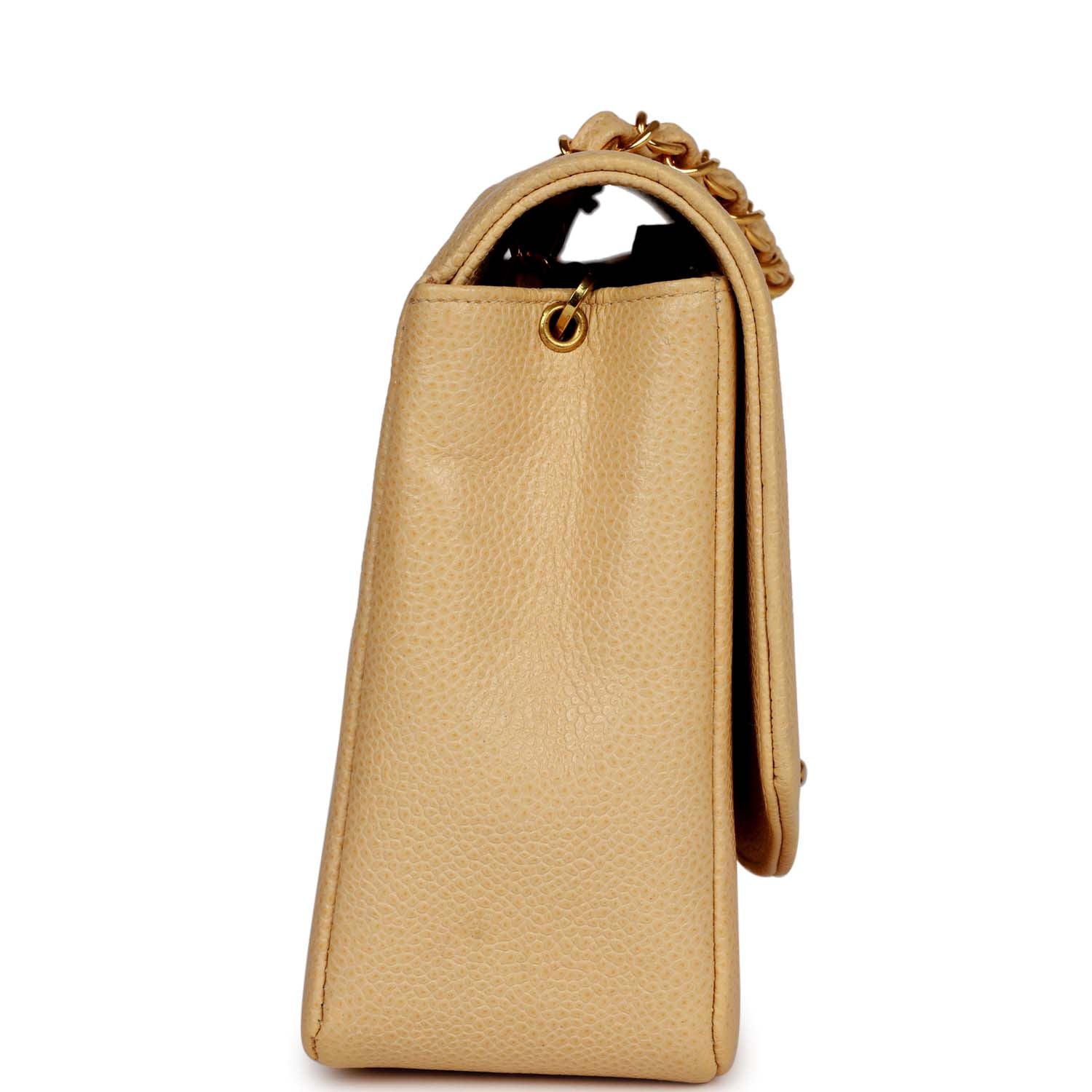 Chanel Vintage Medium Diana Flap Bag Beige Caviar Gold Hardware
