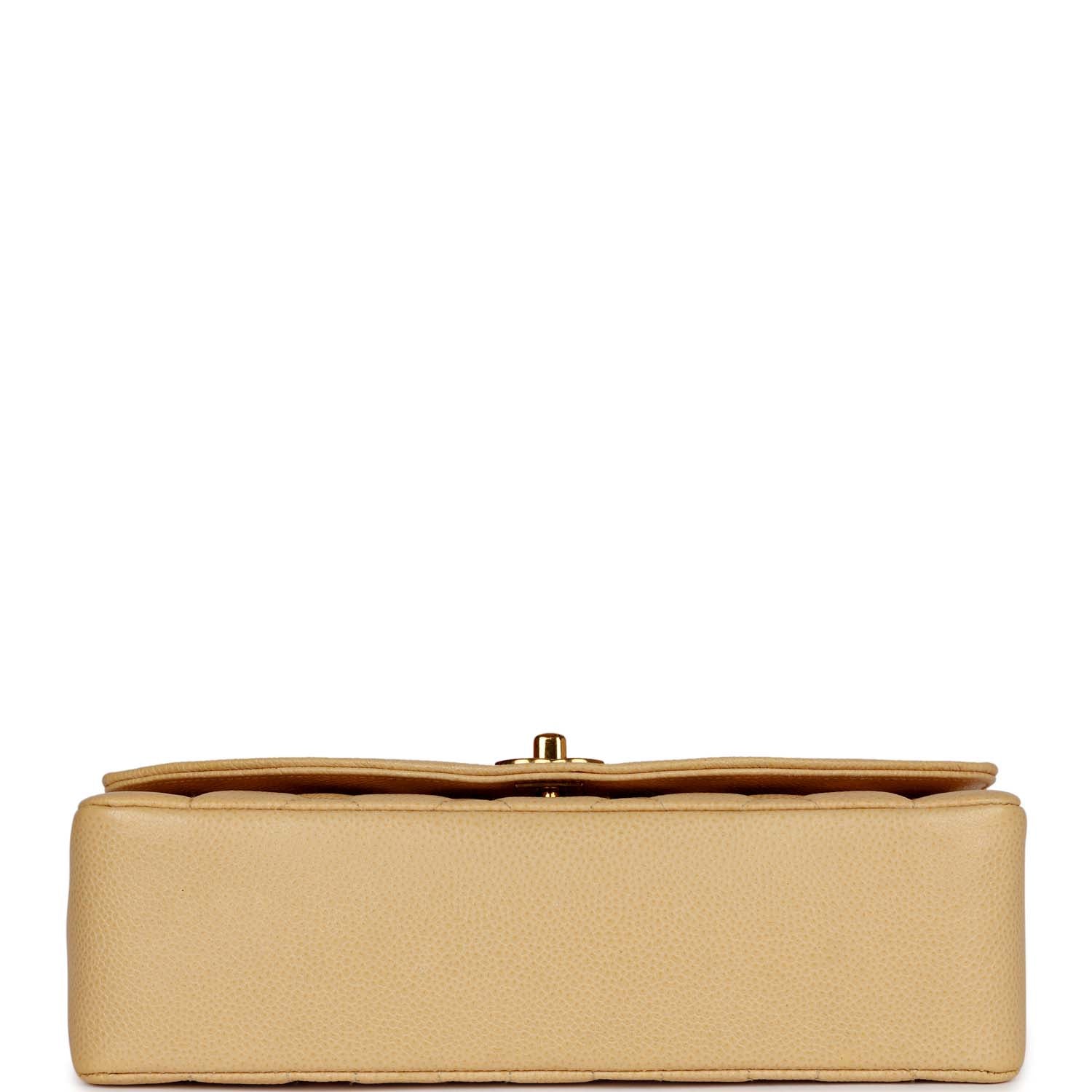 Chanel Vintage Medium Diana Flap Bag Beige Caviar Gold Hardware