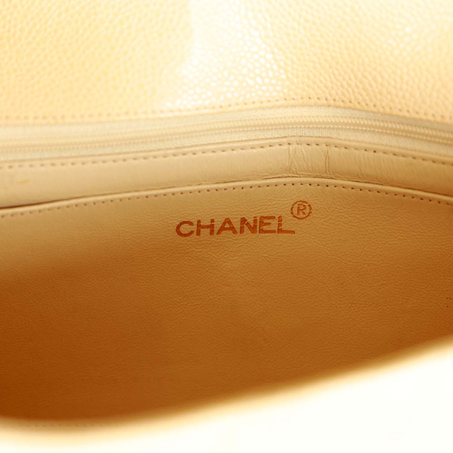 Chanel Vintage Medium Diana Flap Bag Beige Caviar Gold Hardware