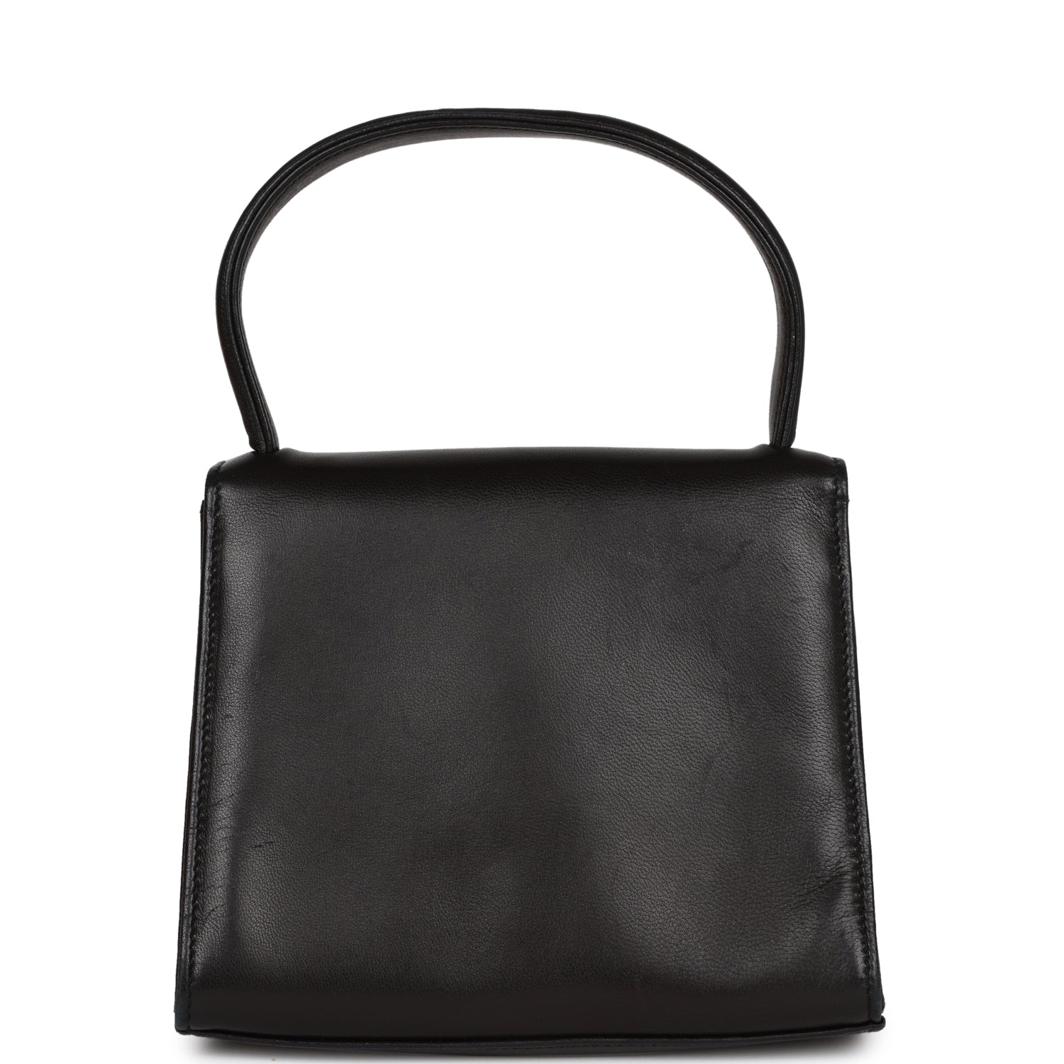 Chanel Vintage Flap Bag with Top Handle Black Lambskin Gold Hardware