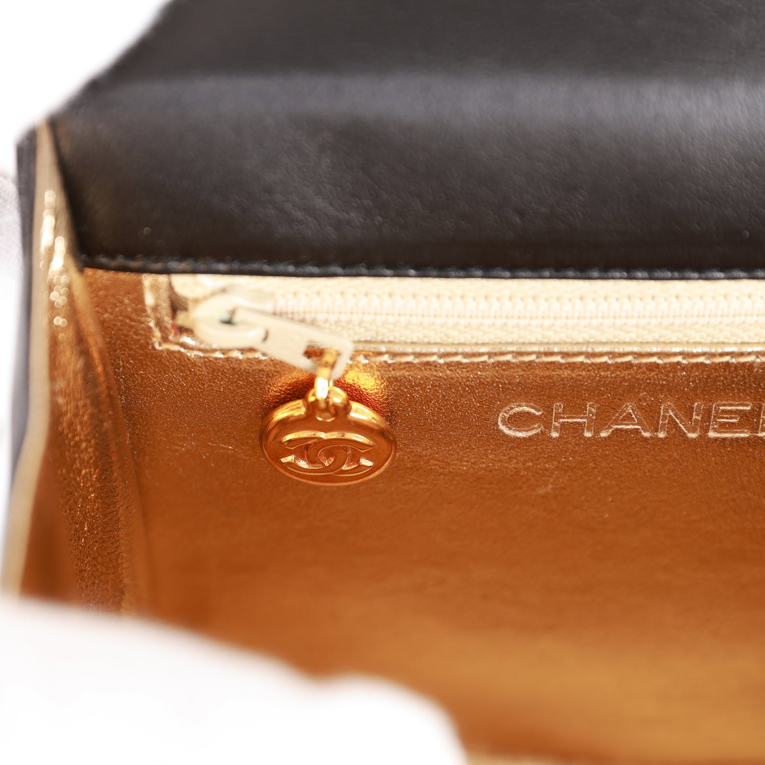 Chanel Vintage Flap Bag with Top Handle Black Lambskin Gold Hardware