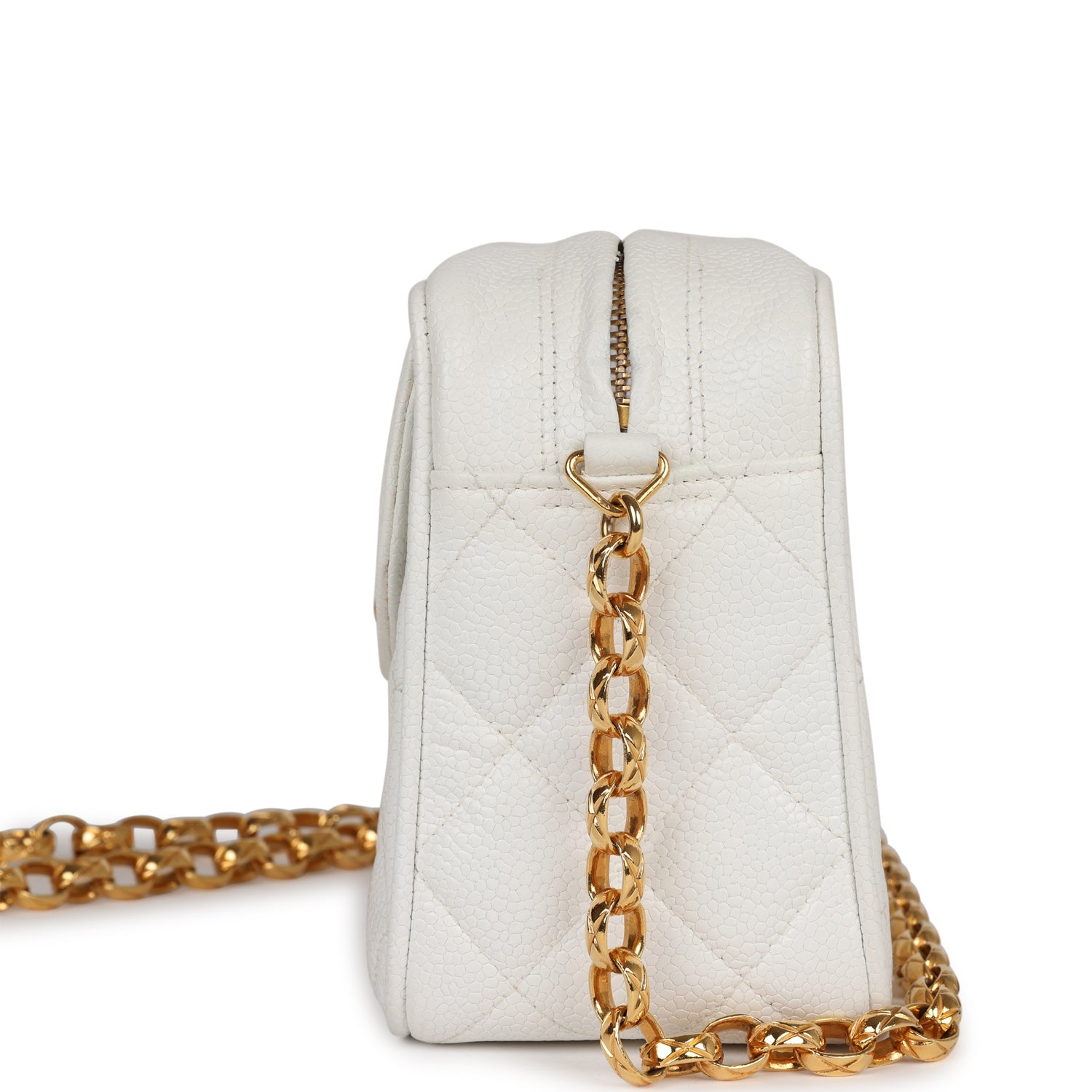 Chanel Vintage Camera Bag White Caviar Gold Hardware