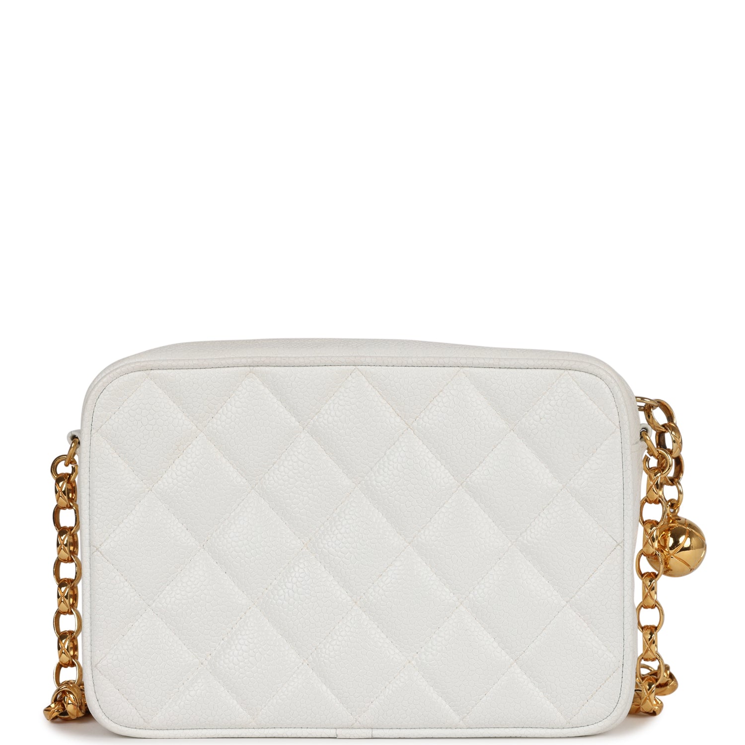 Chanel Vintage Camera Bag White Caviar Gold Hardware