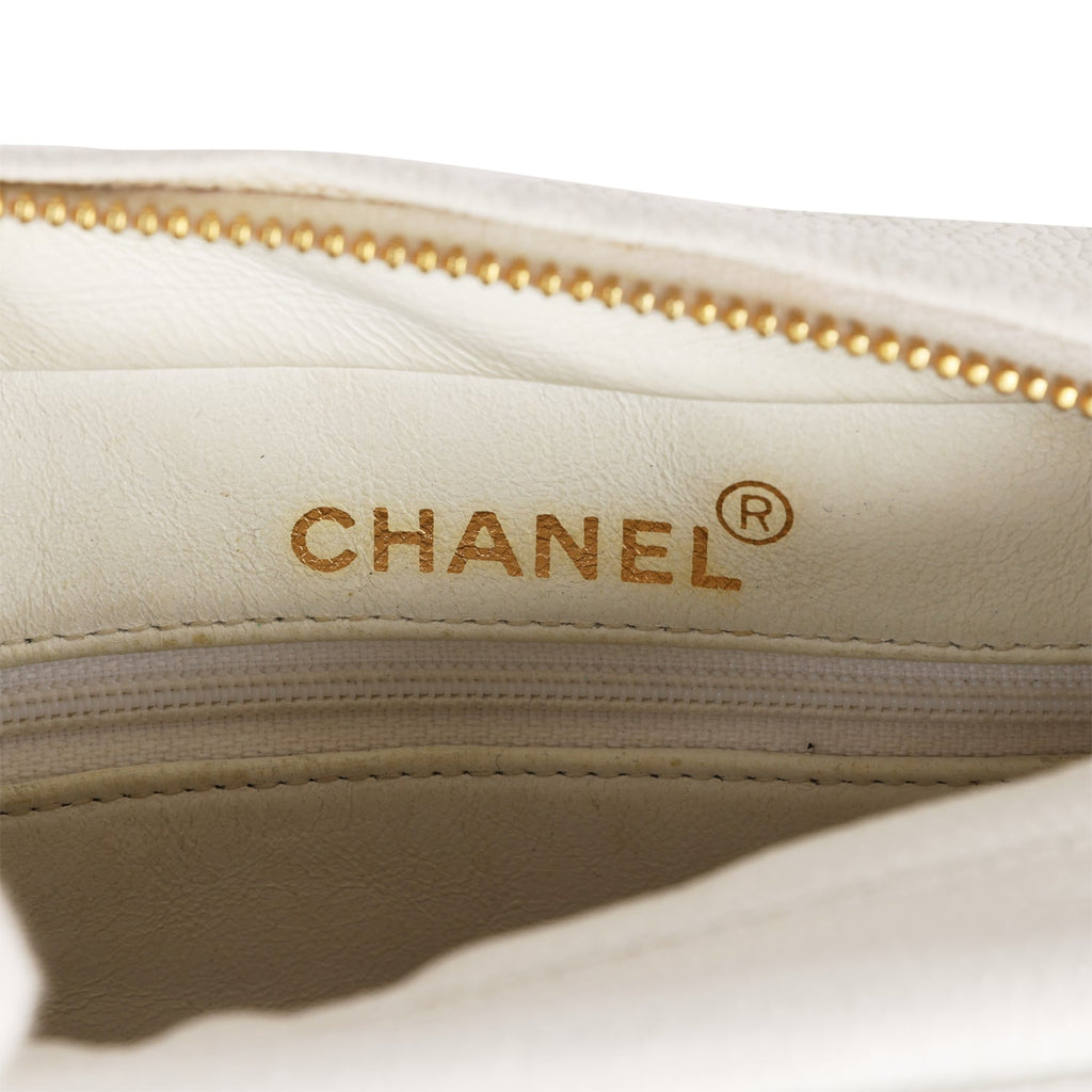 Chanel Vintage Camera Bag White Caviar Gold Hardware