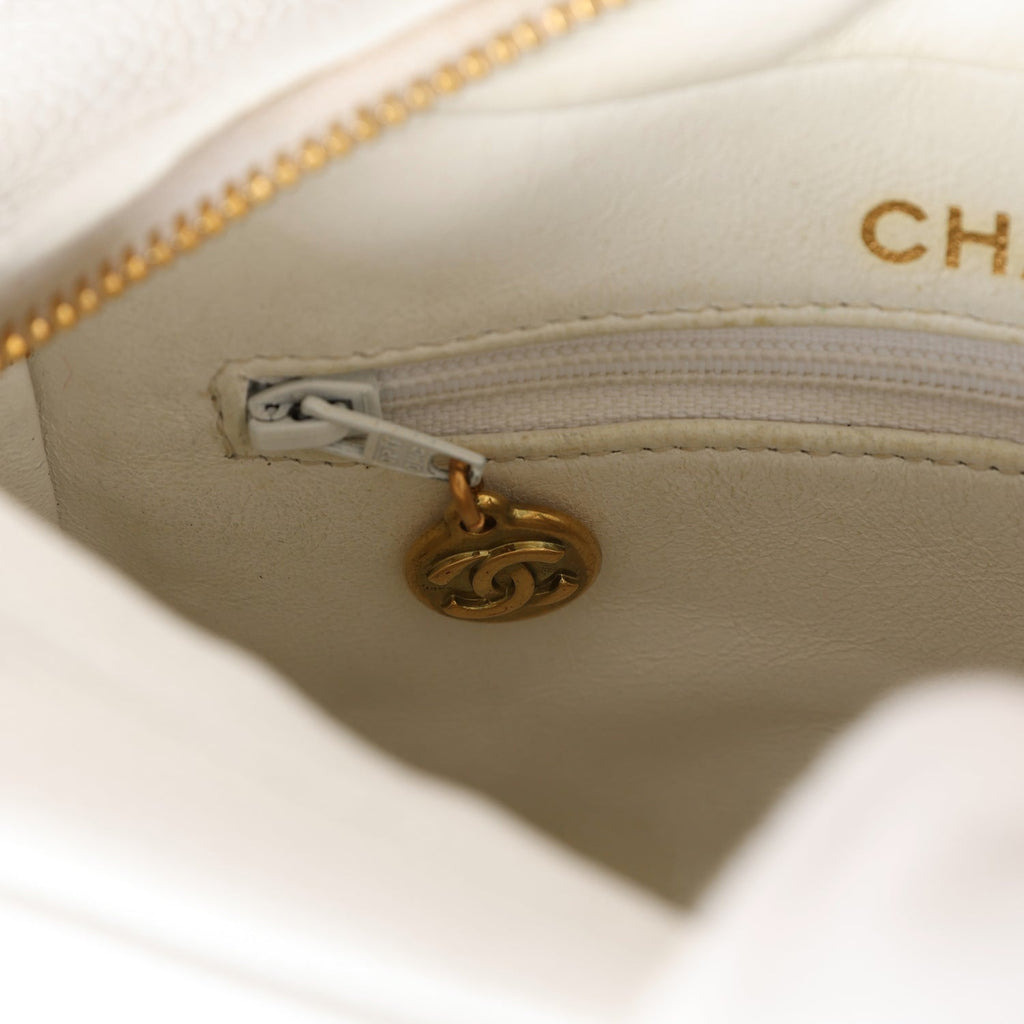 Chanel Vintage Camera Bag White Caviar Gold Hardware