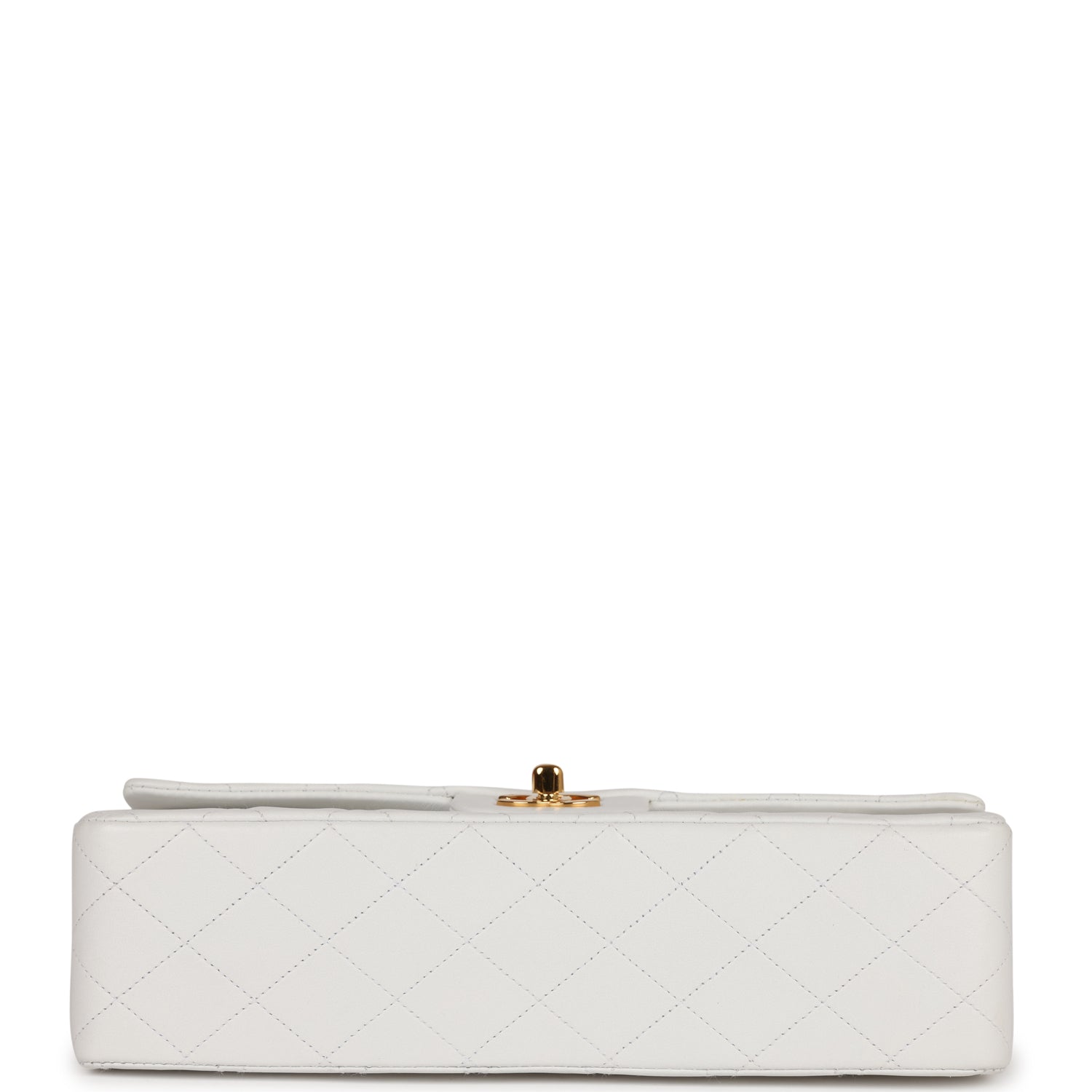 Chanel Vintage Medium Classic Double Flap Bag White Lambskin Gold Hardware